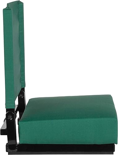 Miniatura 6 de EMMA + OLIVER Silla ligera para estadio de 500 libras con asa y asiento ultra acolchado, color verde cazador