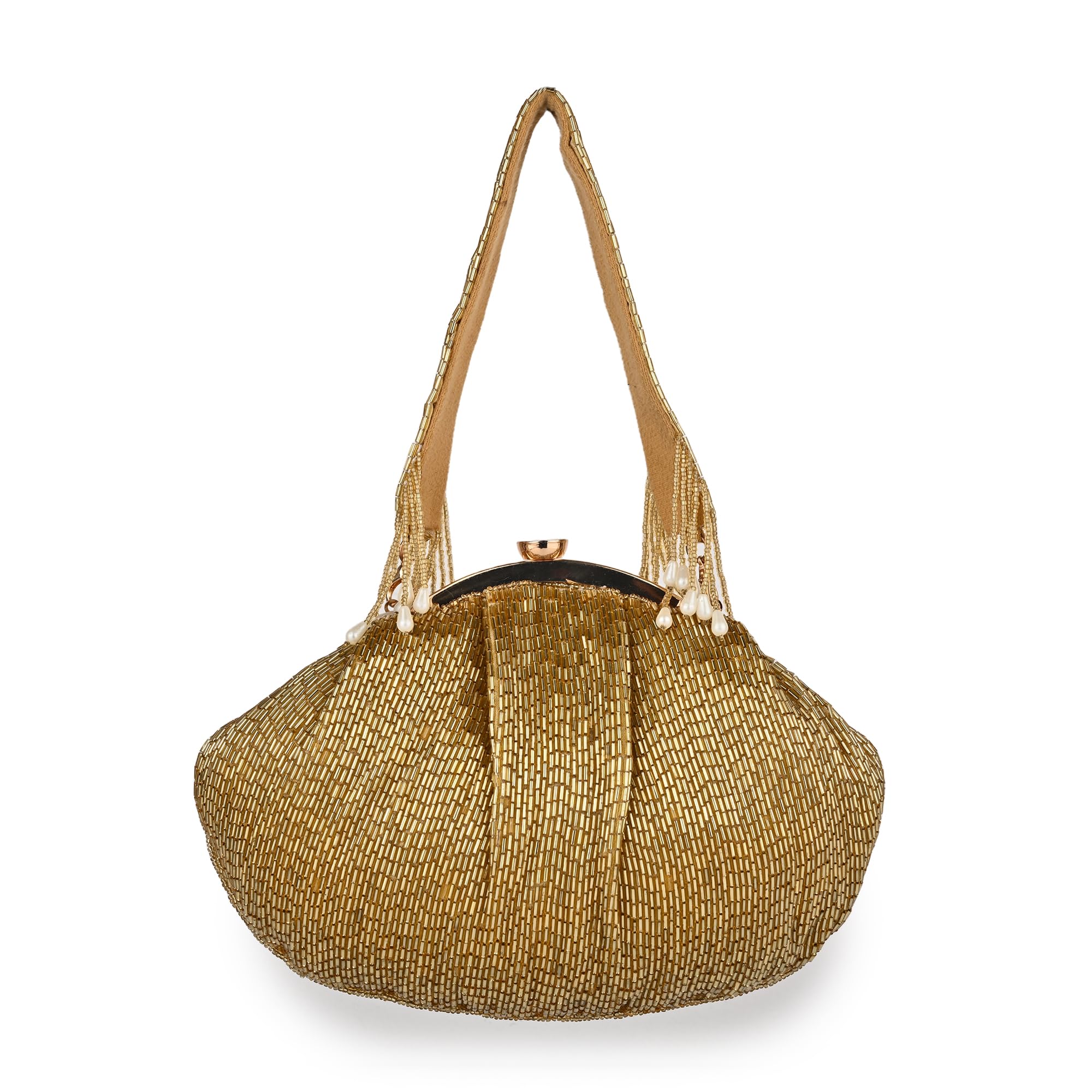 mybwo Heera Belle Hand-Beaded Batua Bag - Vintage-Inspired Party Clutch with Pearl Tassel Handle & Metal Frame Closure-picture-30