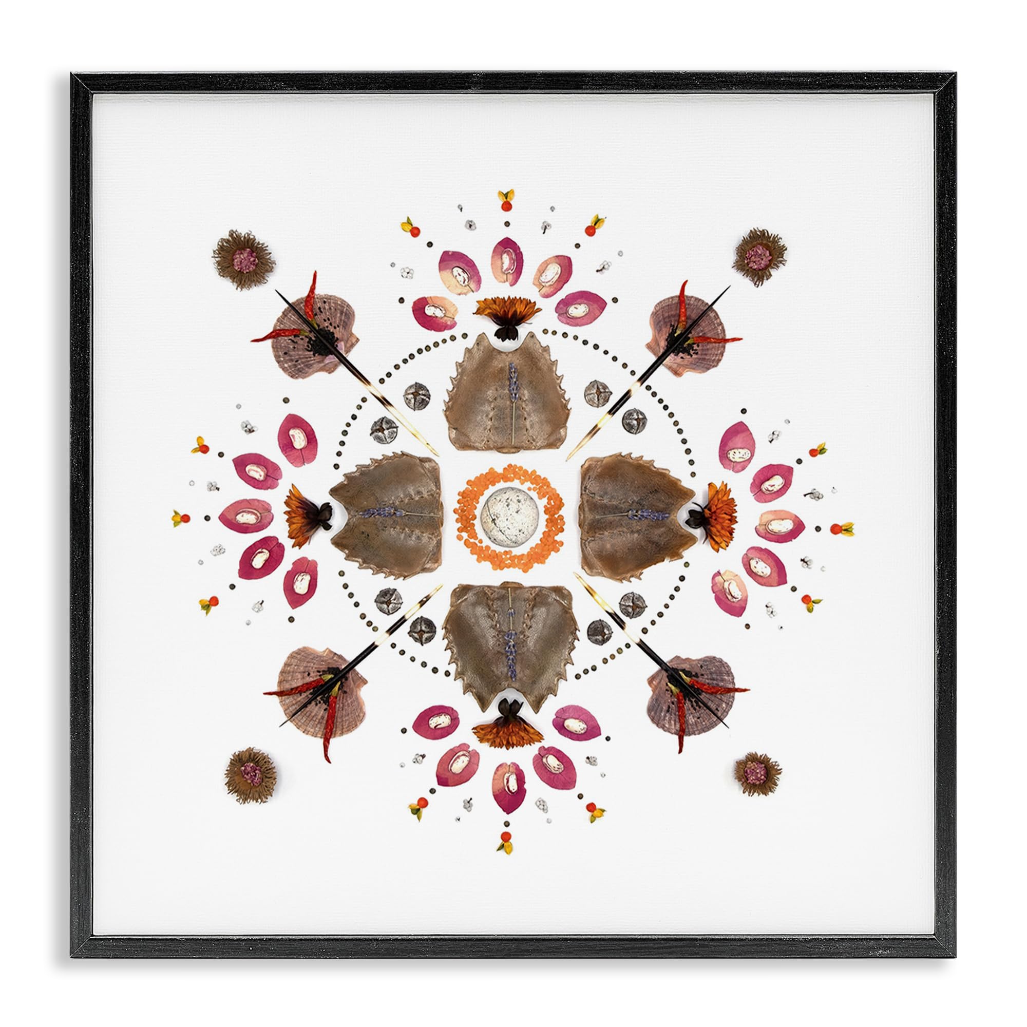 Stupell Industries Midnight Black (Textured) Symmetrical Nautical Mandala, 17 X 17 Inch Framed Giclée Print