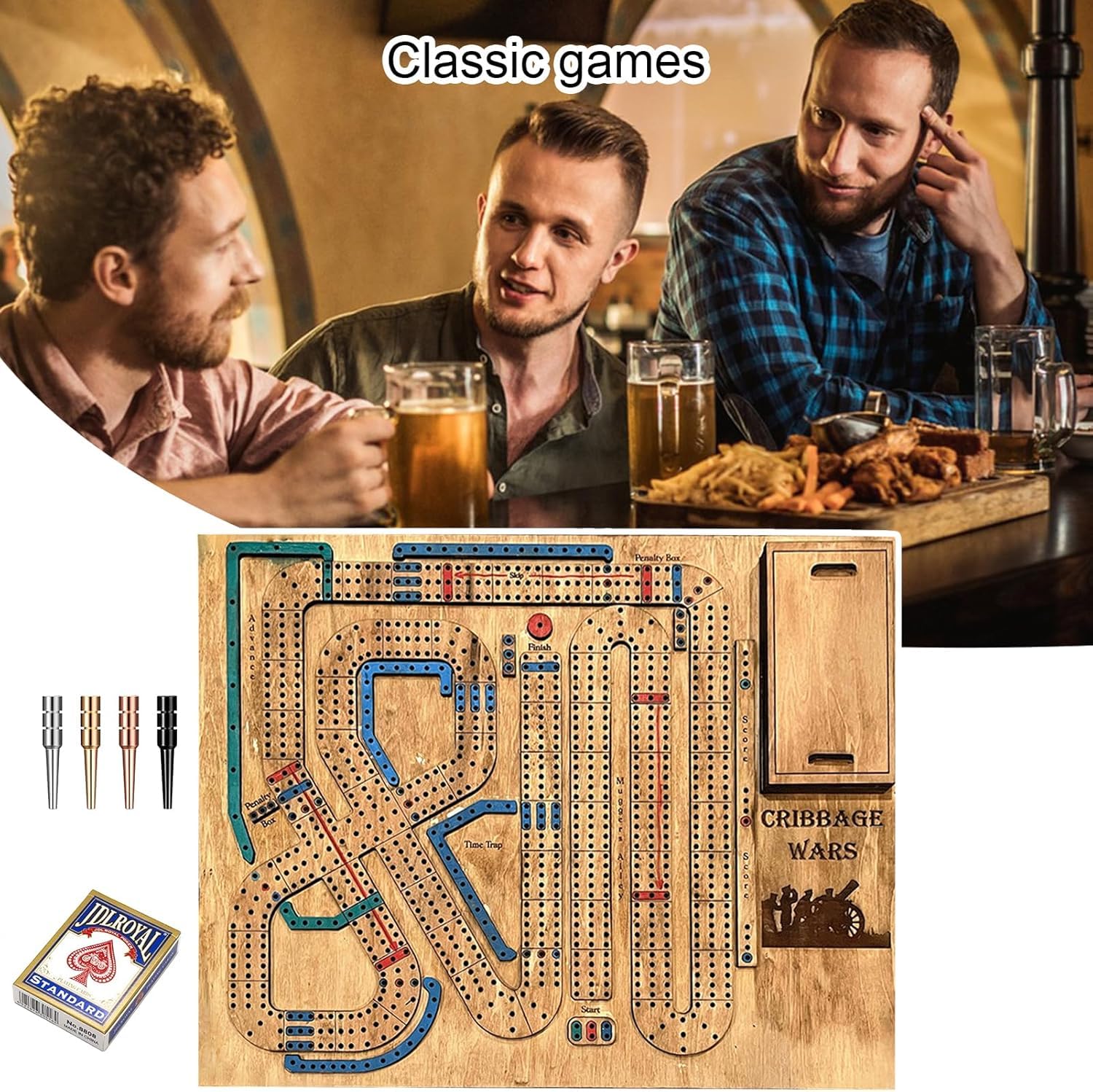 Cribbage Wars – Gioco Da Tavolo In Legno, Versione Guerra, Set Completo