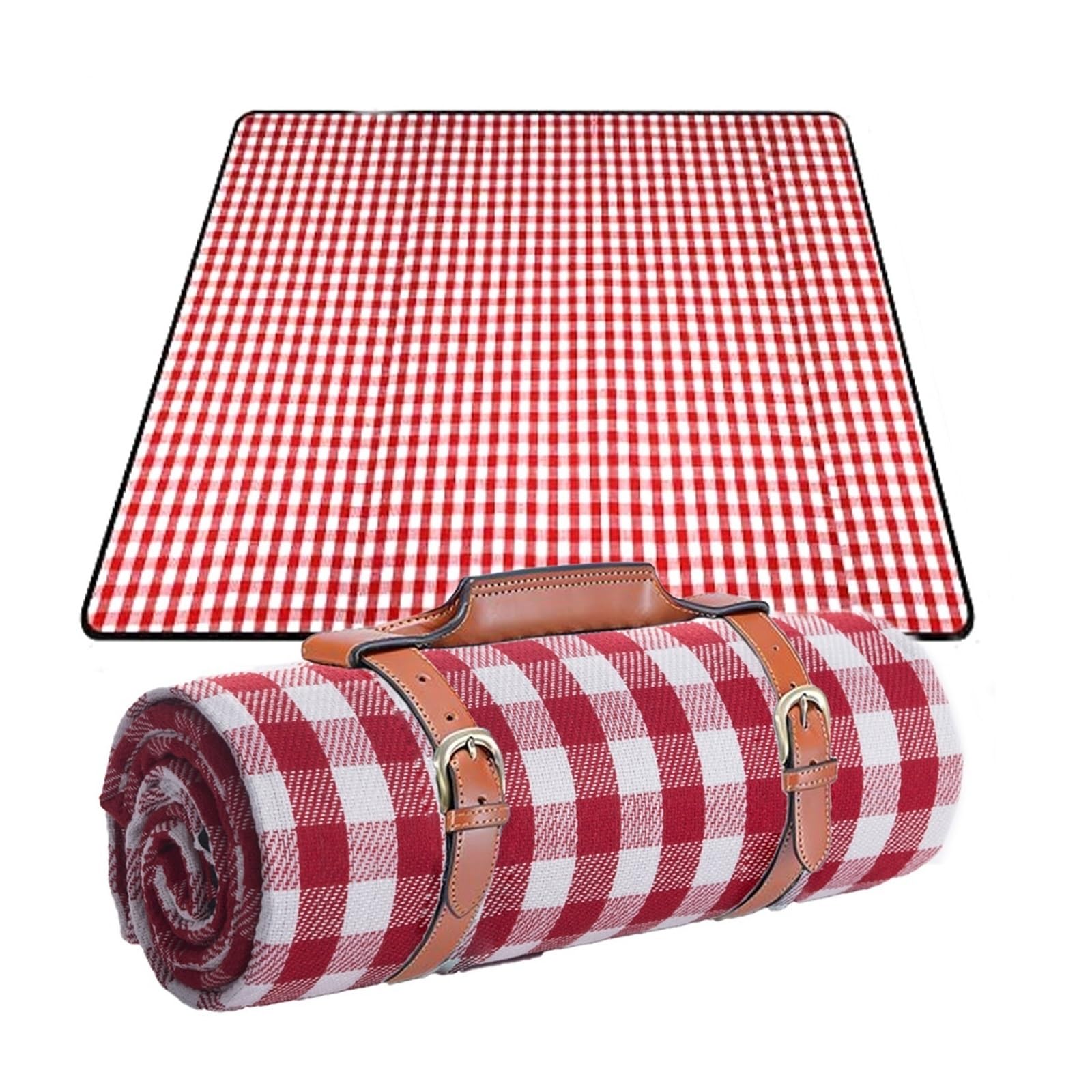 1 szt. Bardzo duży, odporny na piasek, składany koc piknikowy z torbą(Red white check,200cm X 200cm)