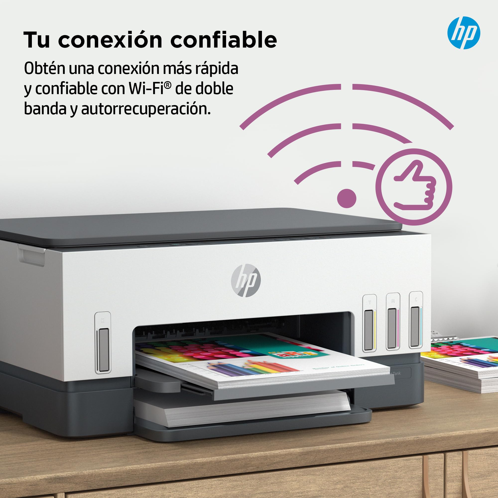 HP Smart Tank 6005, Impresora A4 Multifunción a Color, Inyección de Tinta, Wi-Fi de Doble Banda, Impresión automática a Doble Cara, Escáner, Copiadora, Smart App, Tinta incluida hasta 3 años