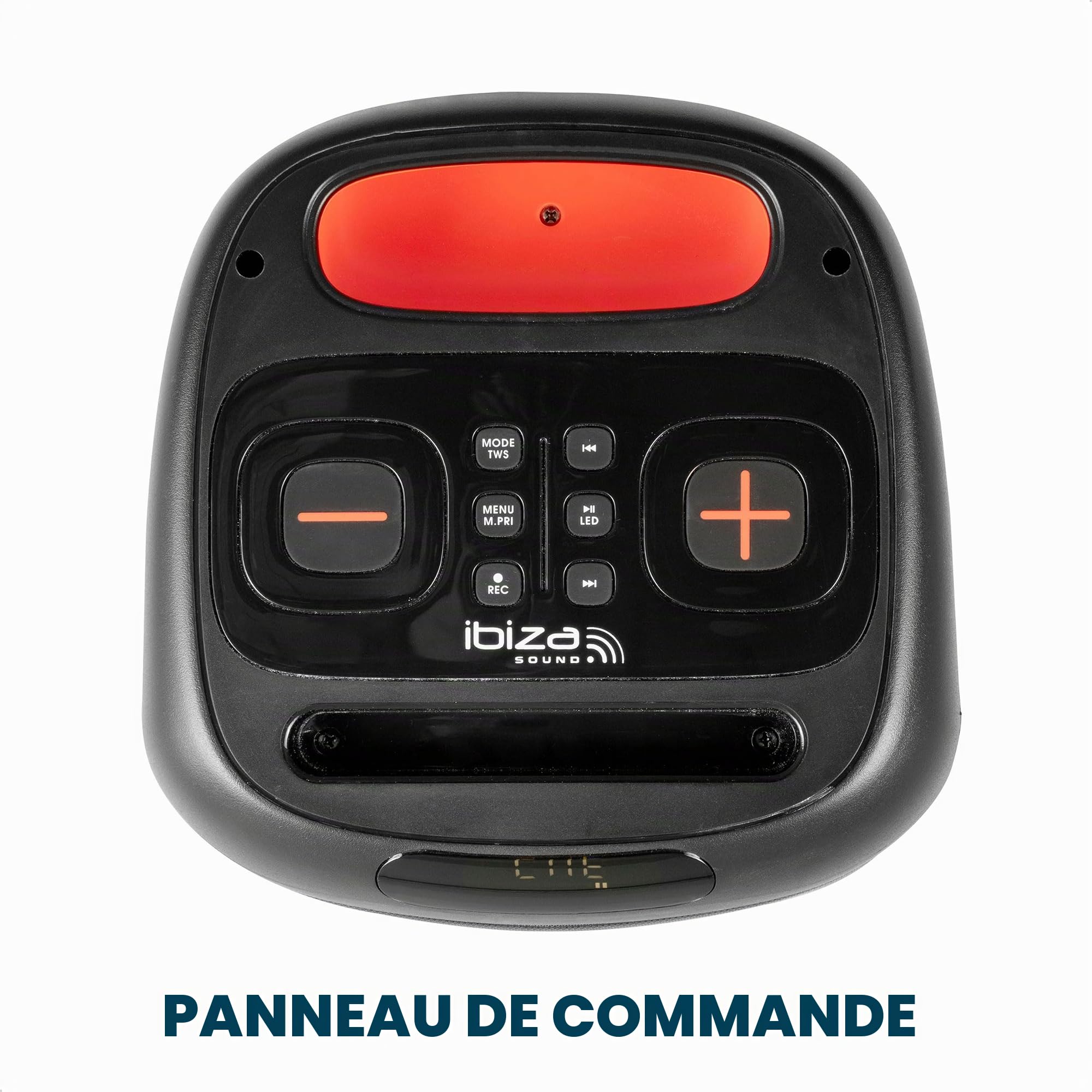 Ibiza - CUBE180 - Enceinte de 6.5”/16cm de 180W sur batterie avec micro filaire et effet lumineux - Bluetooth, USB, MicroSD, TWS - Noir