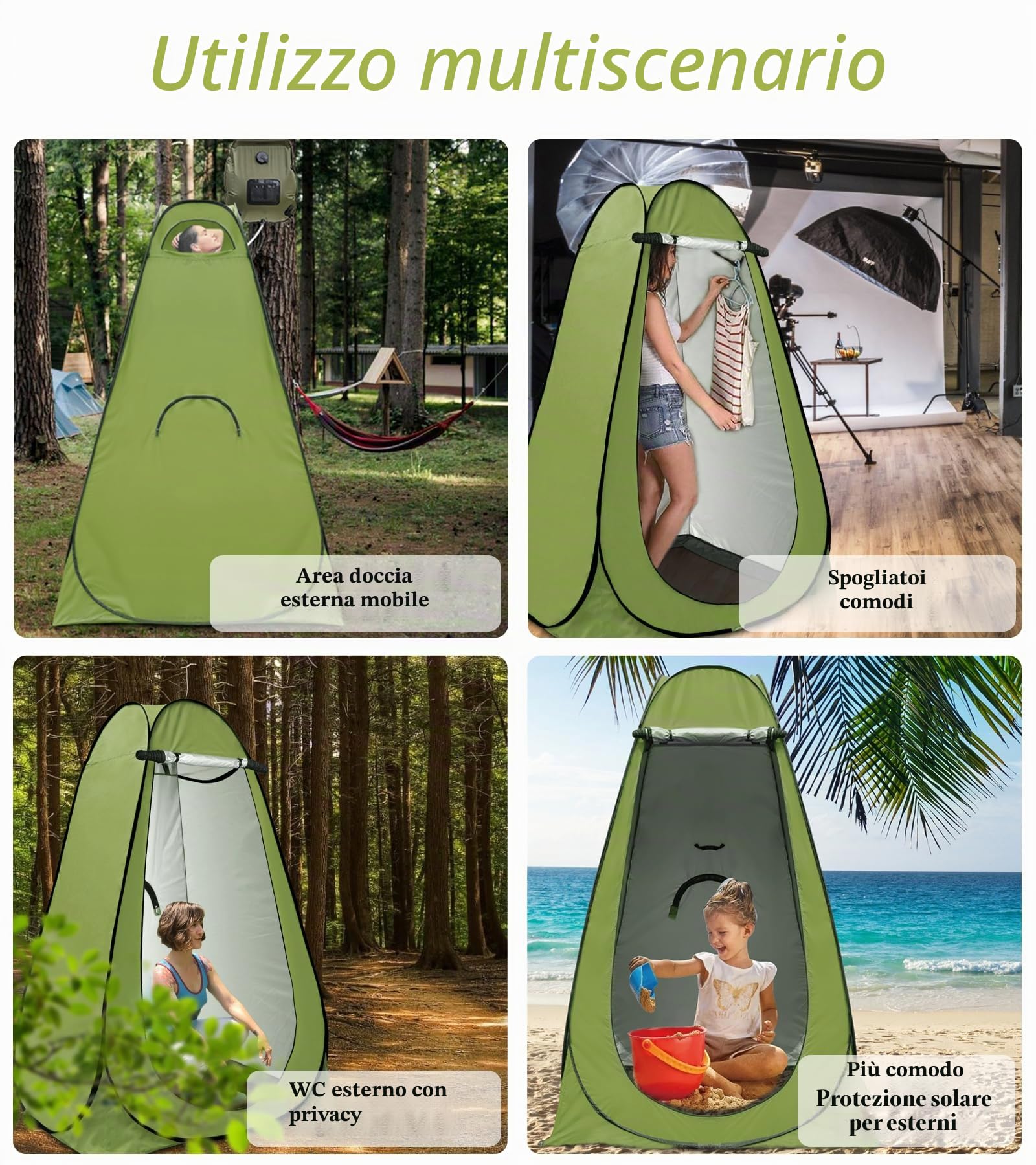 Tenda da doccia pop up, per la privacy, per il bagno, per il magazzino, per esterni, per il campeggio e la spiaggia, con borsa per il trasporto (UV 40+)