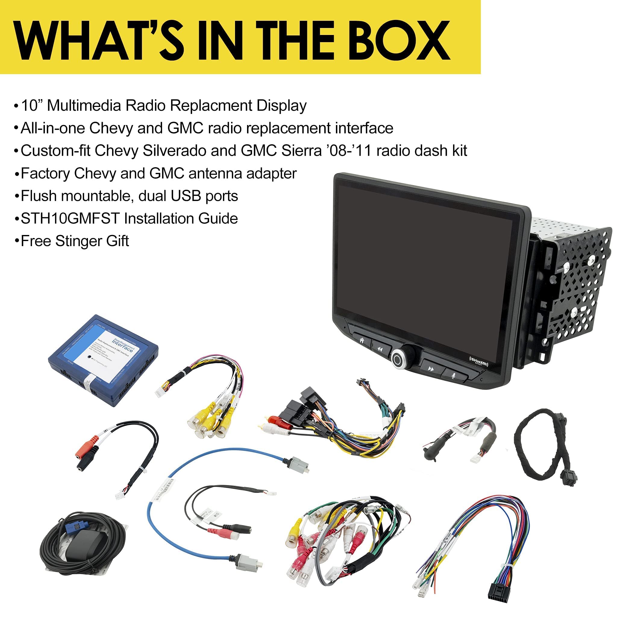 STINGER 10” HEIGH10 Touchscreen Radio Kit for Chevy Silverado/Tahoe