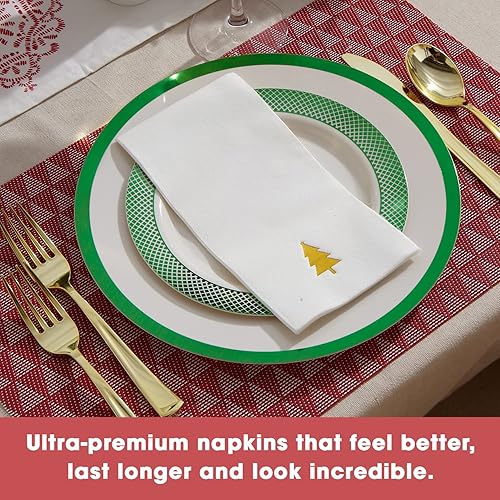 Miniatura 6 de By Madee 50 Pack Christmas Napkins Disposable  Disposable Hand Towels for Bathroom  Linen Like Elegant Holiday Napkins (Gold)