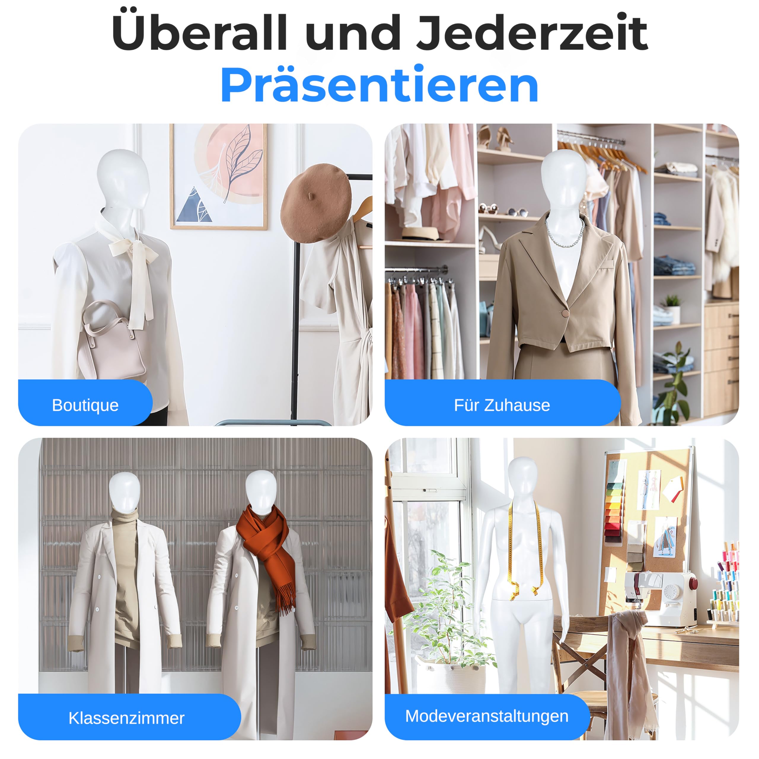 SereneLife Damen-Puppenmodell, 175 cm hoch, Mit verstellbarem Kopf, Flexiblen Extremitäten und abnehmbarem Design, Perfekt für Bekleidungsgeschäfte, Boutiquen, Ausstellungen und mehr