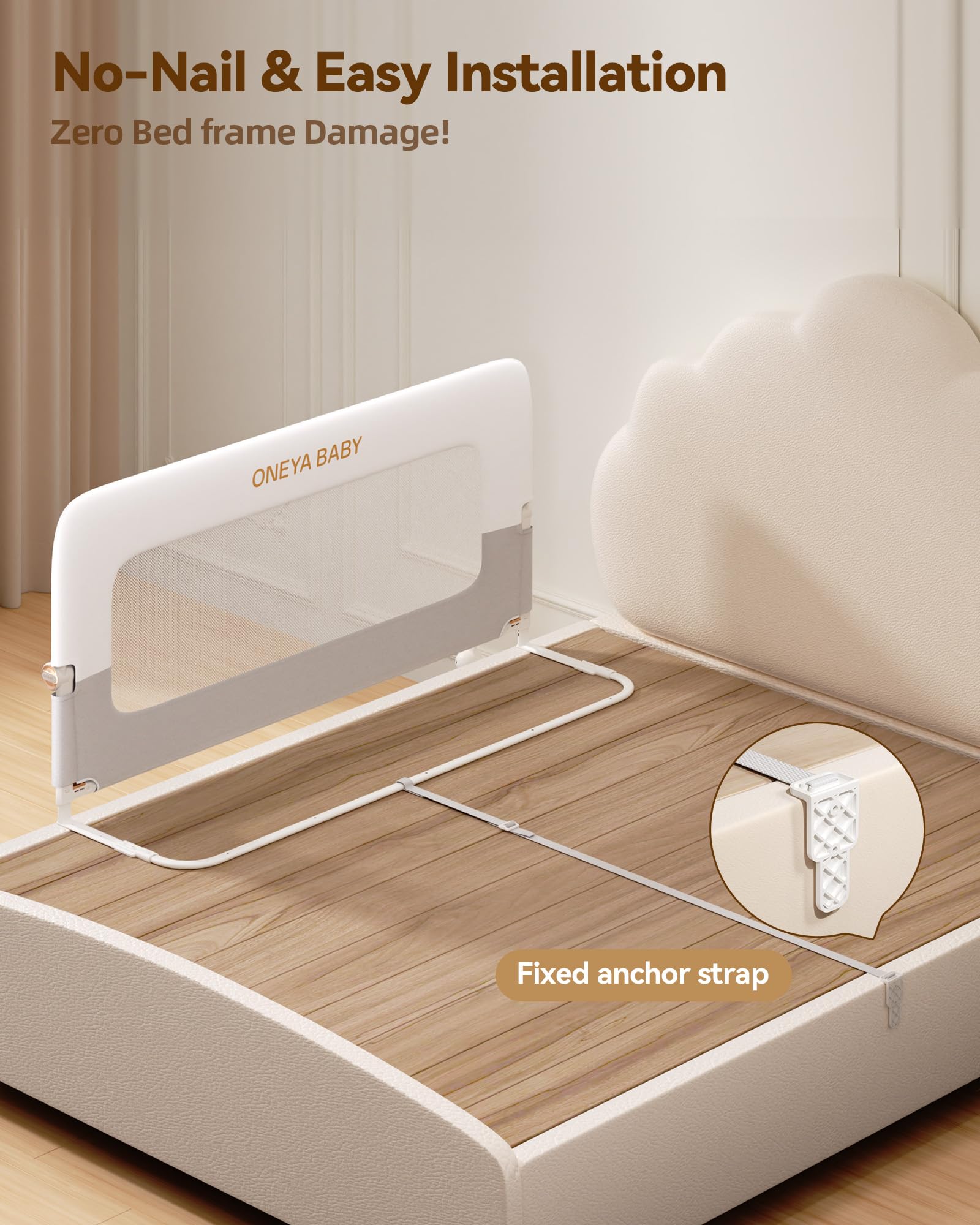 Protector de barandilla para cama de bebé, riel grueso de 48 pulgadas para niños pequeños, extra alto, para niños, barandilla lateral de seguridad para niños, para cama individual, matrimonial, Queen