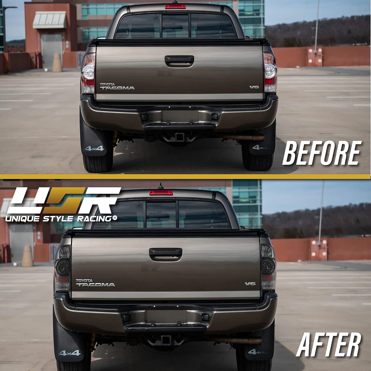 USR 05-15 Tacoma LED Tail Lights - UPGRADE Stock Replacement Taillight Lamp Set (Left + Right) Compatible with 2005-2015 Toyota Tacoma Pickup Truck (Black Housing TRD Style, PlugNPlay, Bulbs Included)