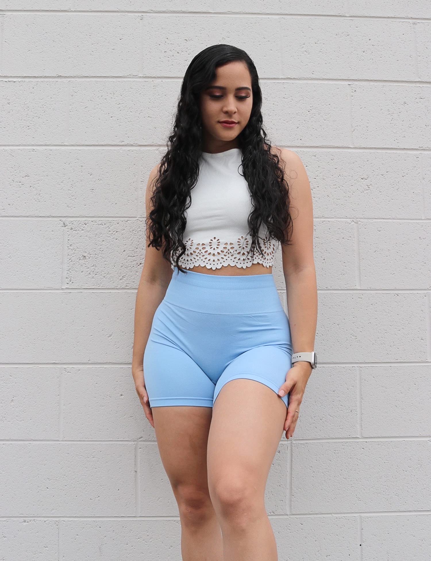 CELER Womens Workout Shorts Seamless Scrunch Butt Gym Shorts High Waisted Yoga Athletic Booty Shorts: Medium Sea Glass