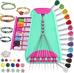 Maynacs Friendship Bracelet Making Kit for Girls 8-12, 28 Pre-Cut Threads | 28 Pre-Cut Threads in 14 Colors, 100 Letter Beads, Hidden Storage Tray - Screen-Free Travel Craft Kit for Kids and Teens