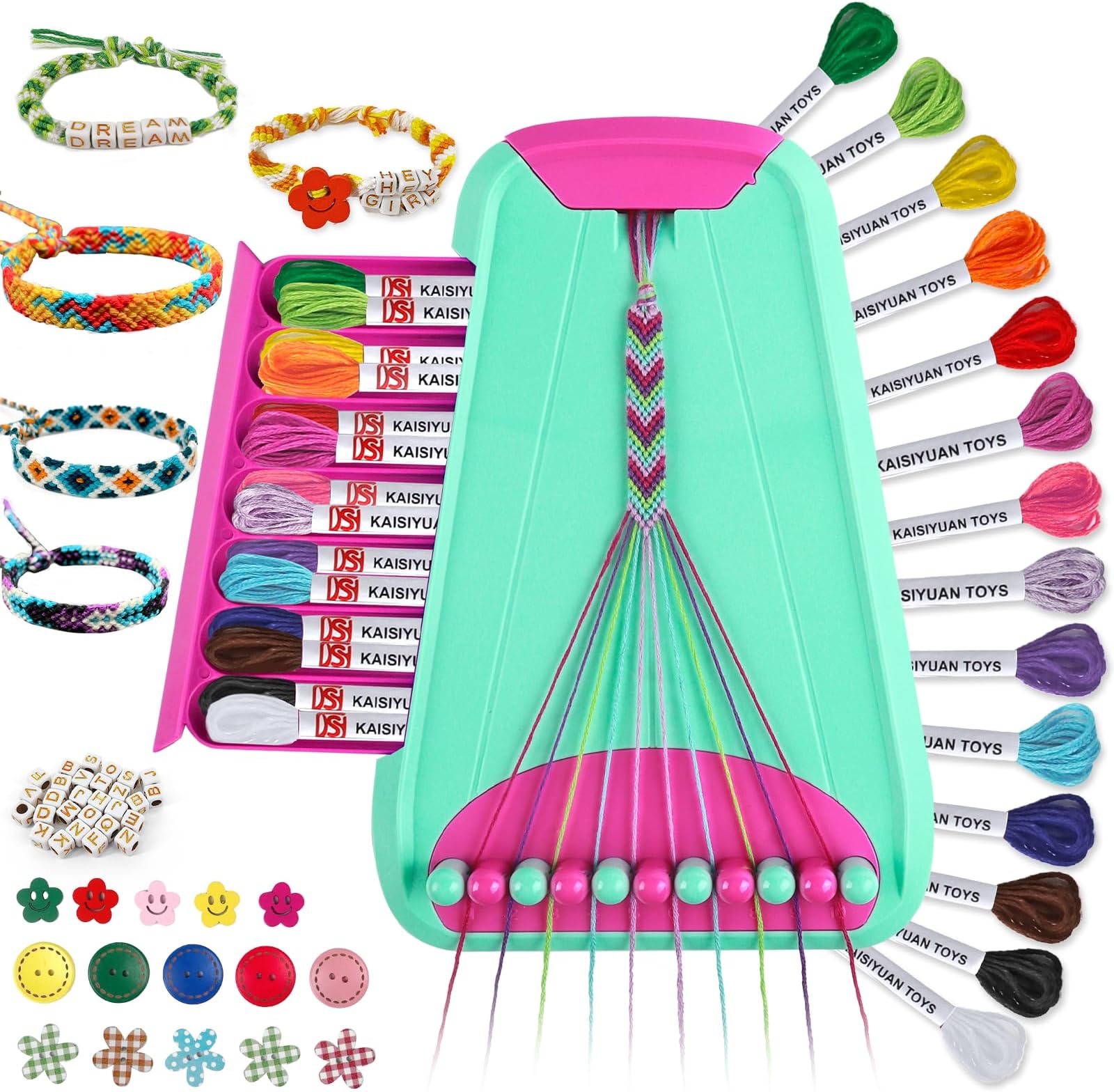 Friendship Bracelet Making Kit for Girls Ages 8-12, Kids Jewelry Making Kit with 28 Pre-Cut Threads and Letter Beads, Arts and Crafts for Kids, Birthday Easter Gifts for 6 7 8 9 10 11 12 Year Old