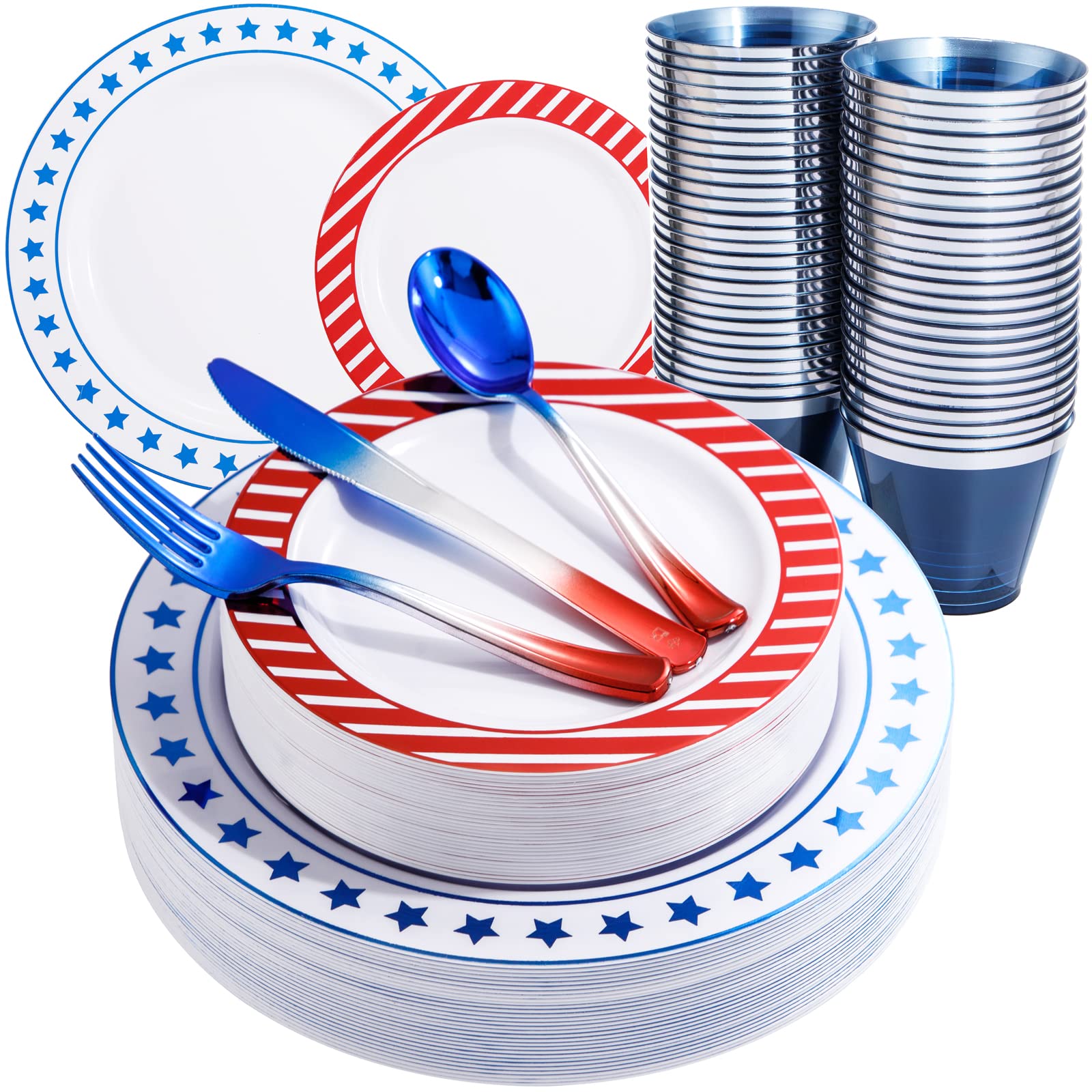 LIYH 180 Pcs Plastic Plates & Silverware Set
