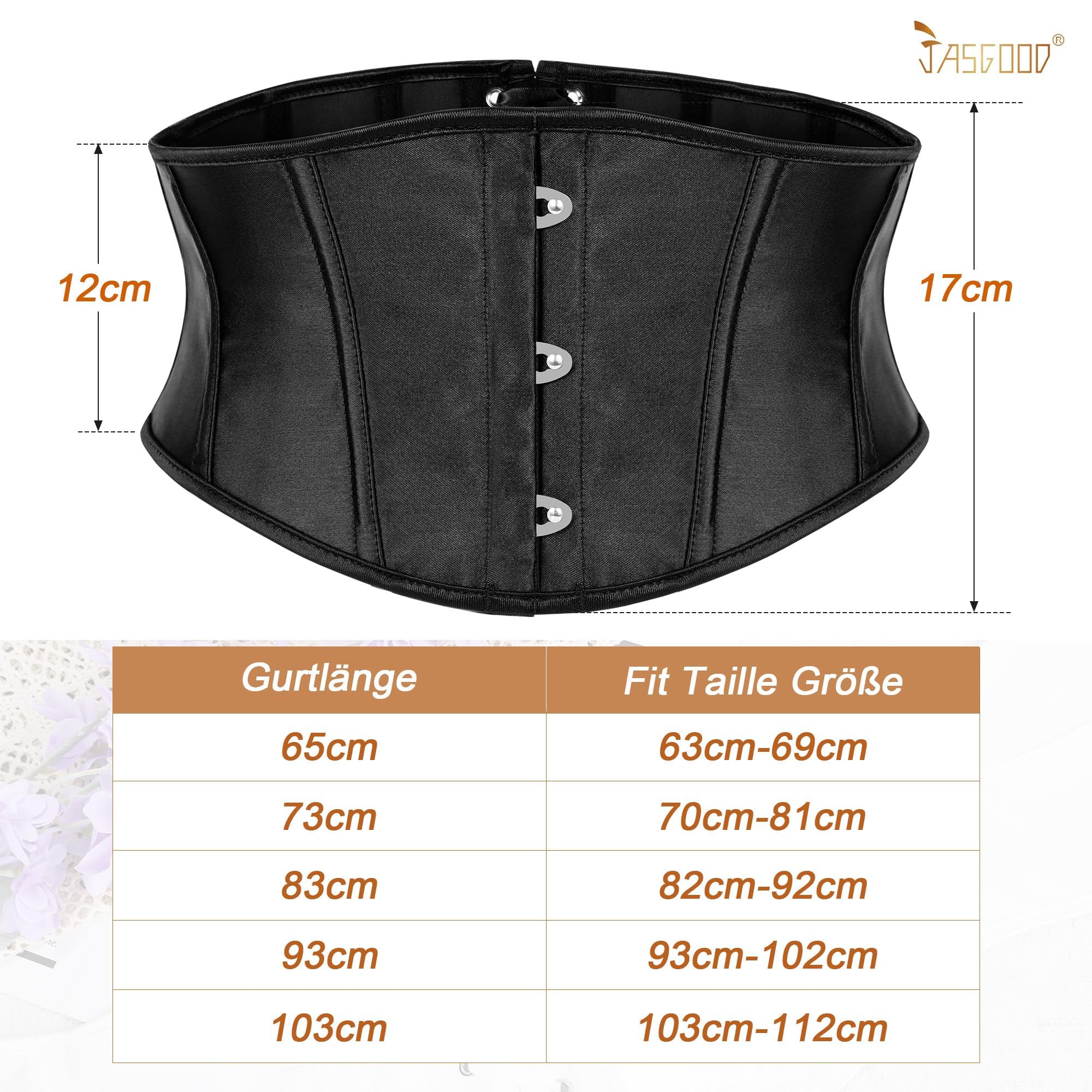 JasGood Damski gorset pasek Underbust Boned Lace Up Waspie pasek renesansowy Steampunk Pirate Halloween Cosplay gorset