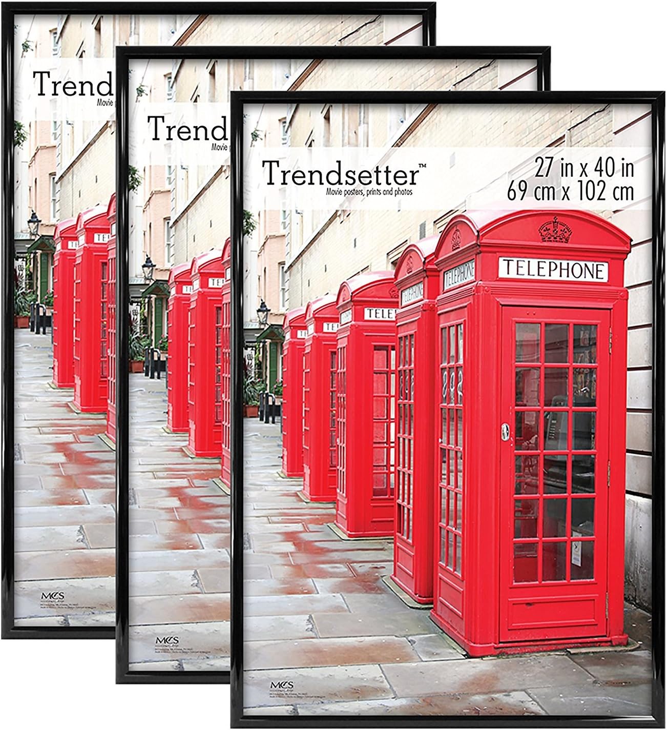 MCS Trendsetter Poster Frame, Black, 27 x 40 in, 3 pk 27 x 40 in 3 pk