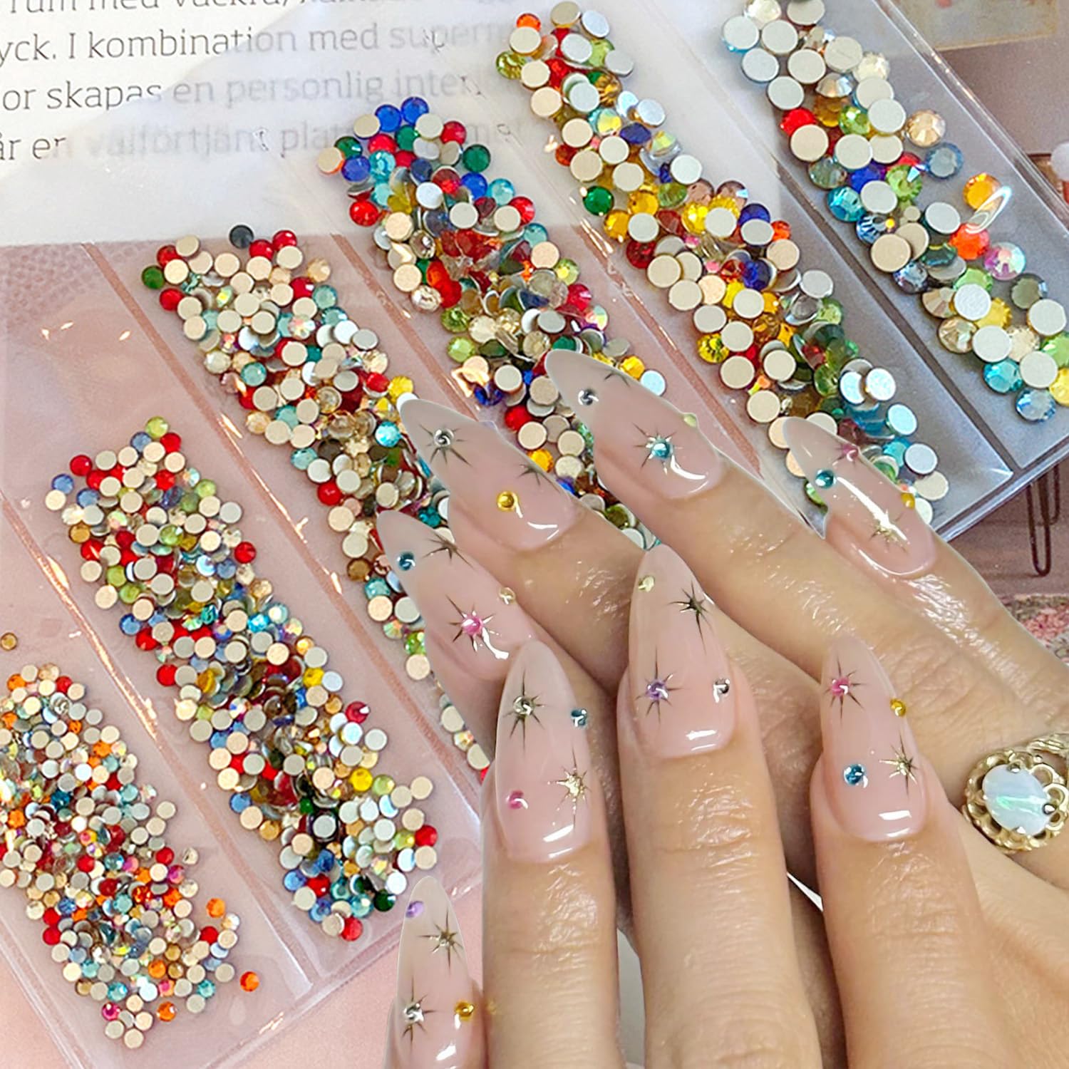500Pcs Rhinestones Nail Charms Crystal Flat Back Nail Gems 3D Colorful Diamonds Nail Rhinestones Kawaii Bling Nail Jewels Nail Art Supplies Random Nail Nail for Women Girls Acrylic Nails Decorations