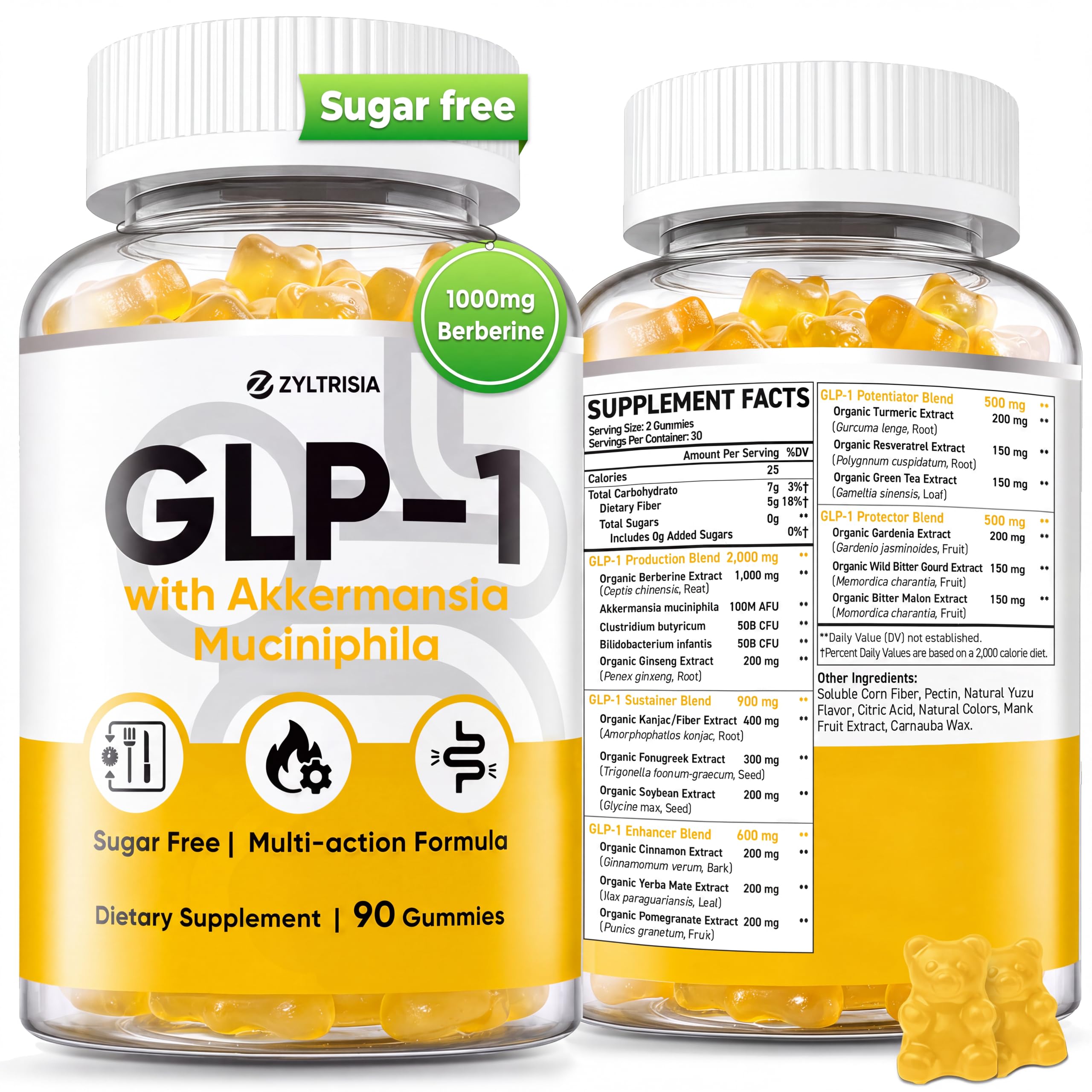 GLP-1 Supplement for Women & Men, GLP1 Gummies with Akkermansia & Berberine