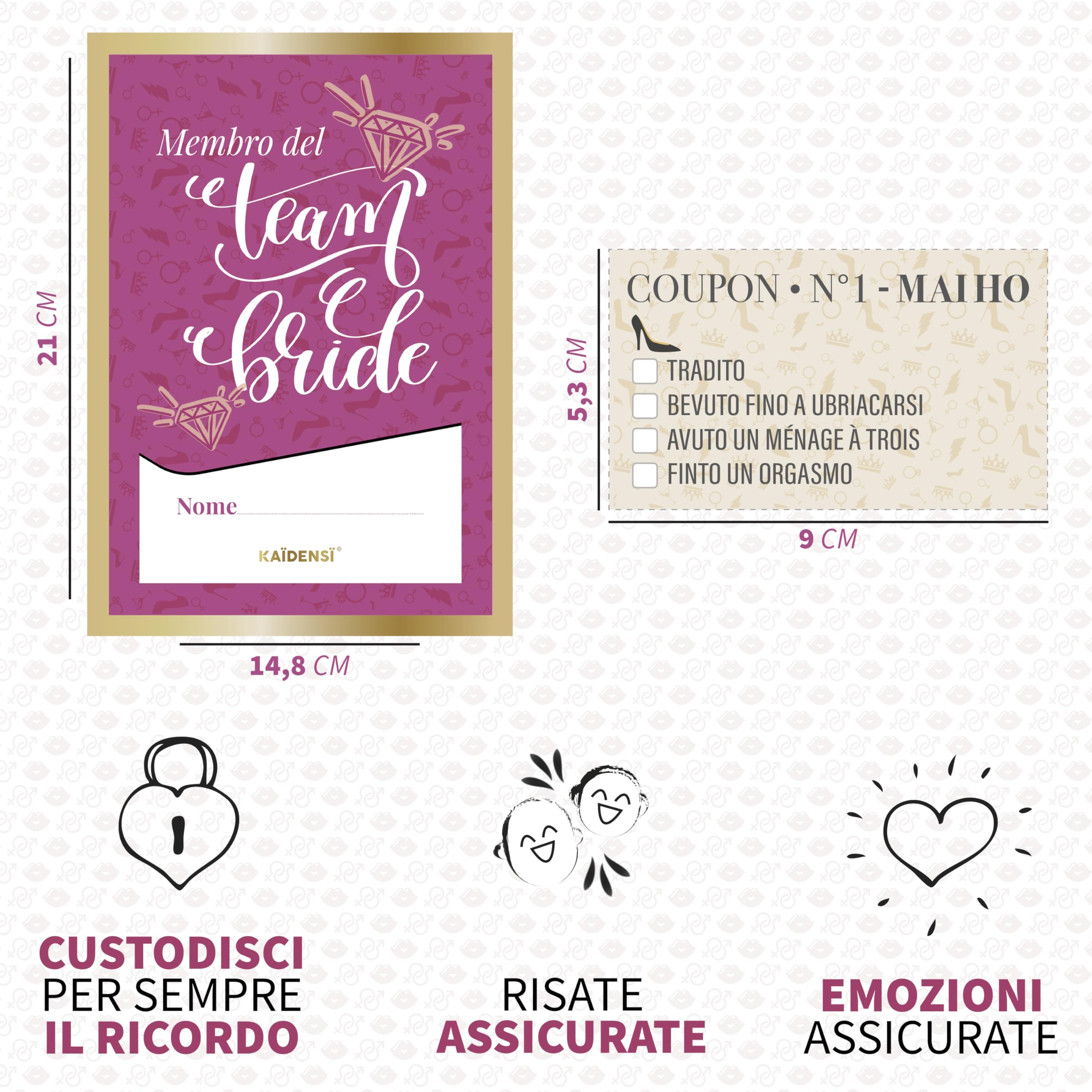 KAÏDENSÏ Giochi Addio al Nubilato Alcolici - Gadget Sposa Divertenti - Gioco Carte Alcolico Originale con Palette - Kit Team Bride to Be Scherzi Originali