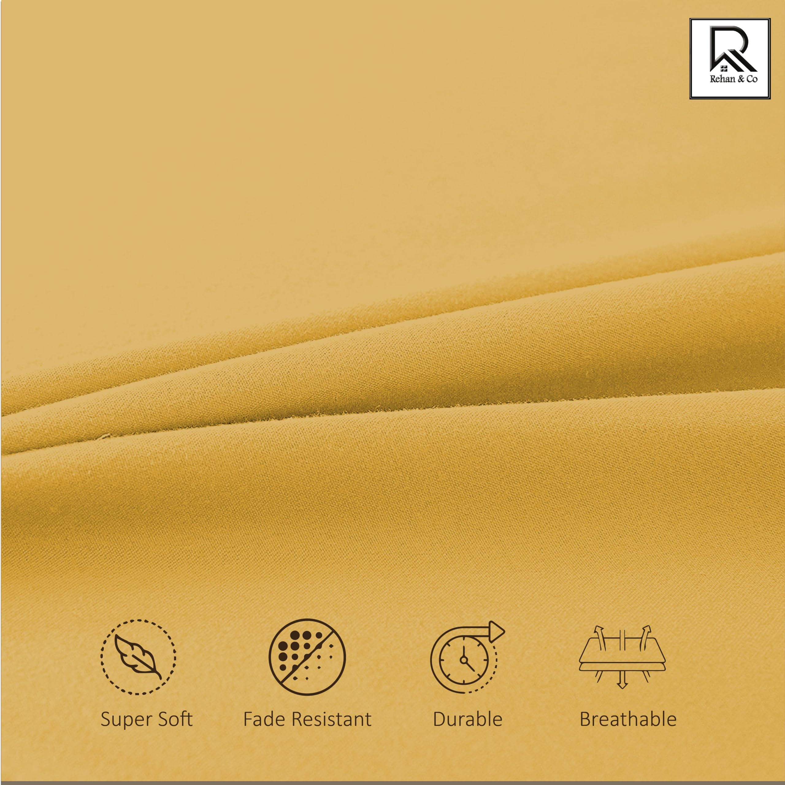REHAN & CO Double Fitted Sheet Ochre Extra Deep Pocket 16 Inch (40 Cm) Super Soft 100% Brushed Microfiber Bed Sheets (137x190cm) - Image 4