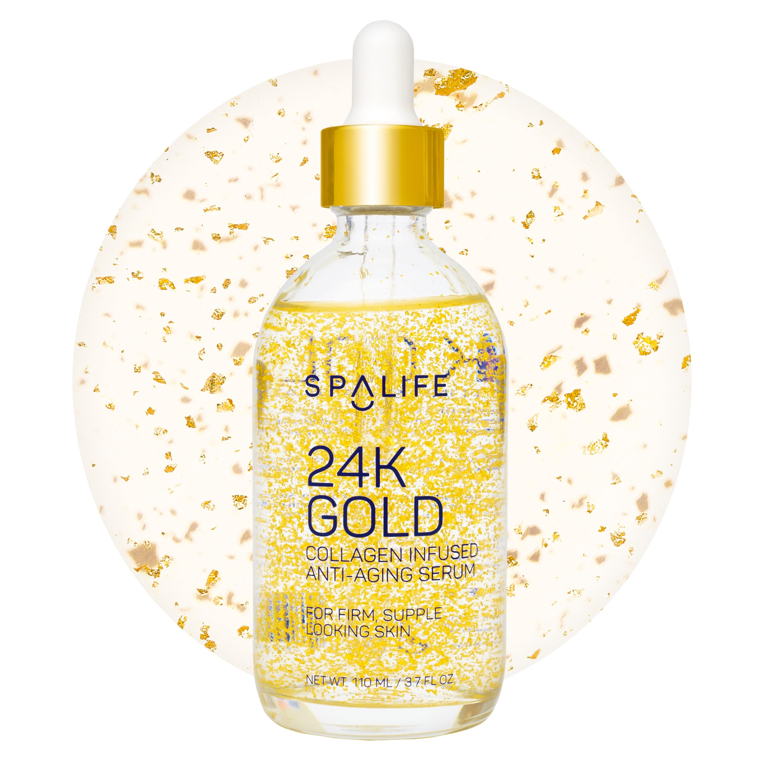 Beauty 24k Gold Anti Aging Serum | Korean Deep Collagen Serum for Face with Real Gold Flakes | Hydrating & Firming Treatment for a Youthful Look | 3.7 Fl. Oz.