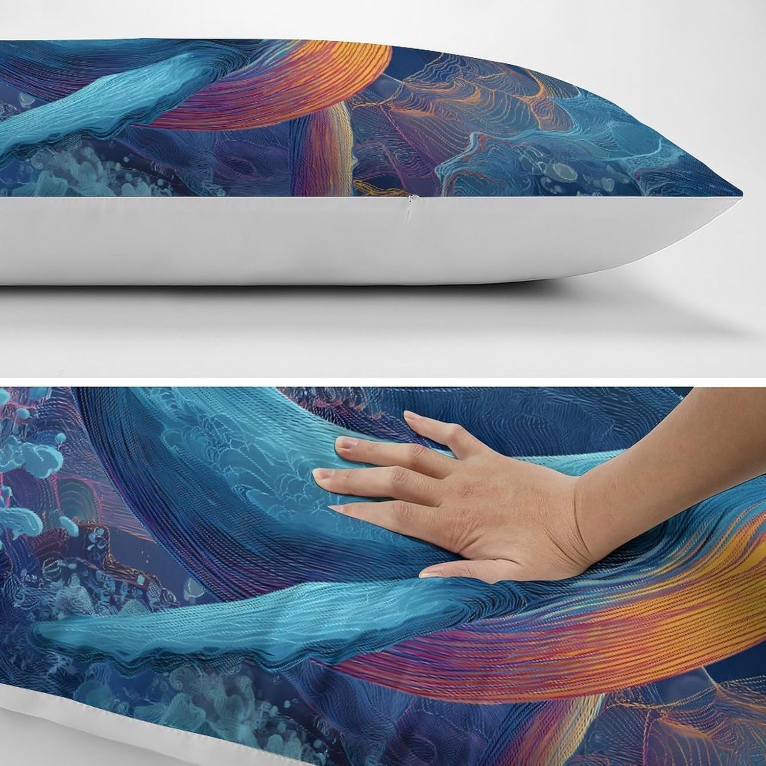 Psychedelic Whales Jumps Out Sea Body Pillow Cover Long Cushion 18.9x53.1 Inch
