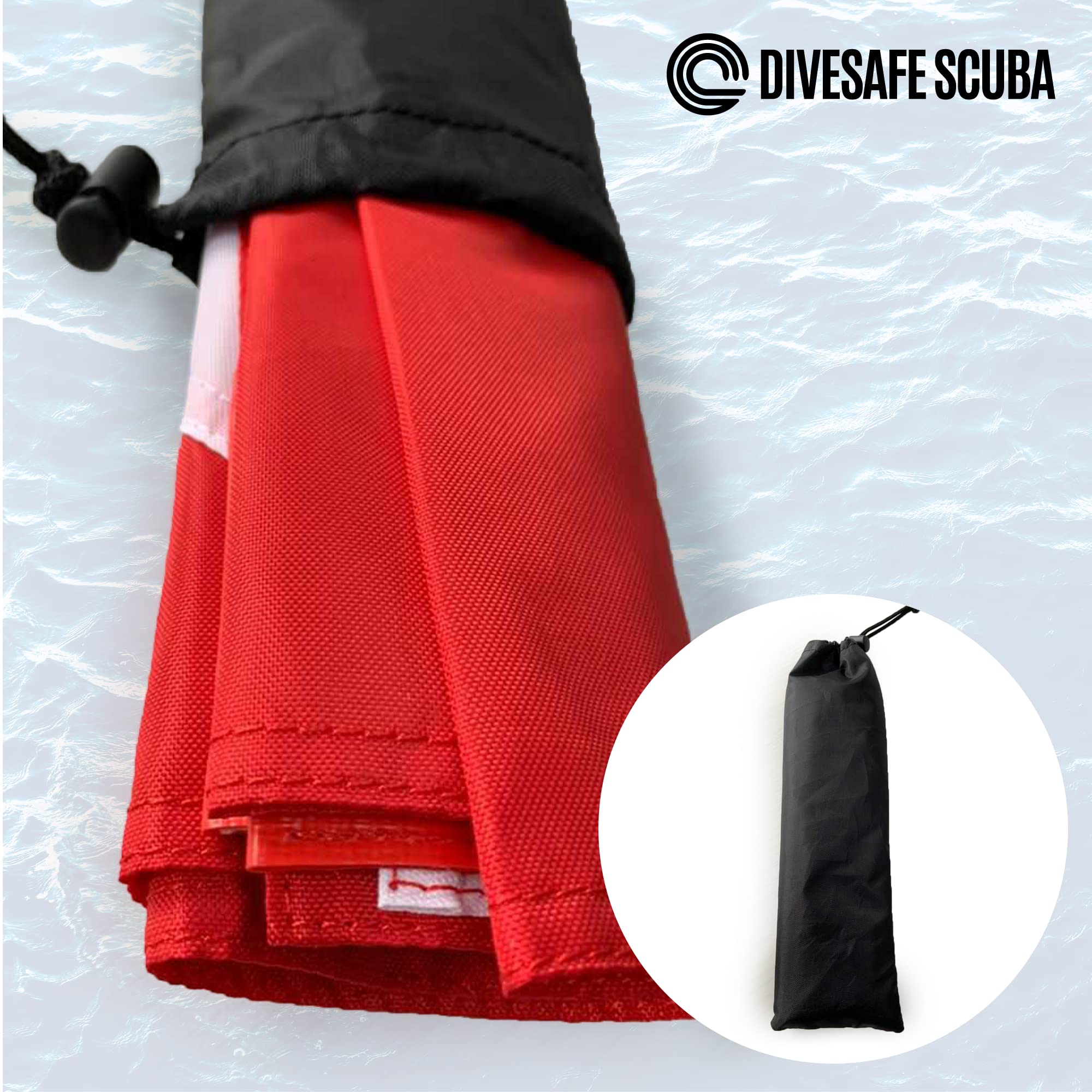 Boat Diver Down Dive Flag 20″ x 24″ legal size flag with collapsible