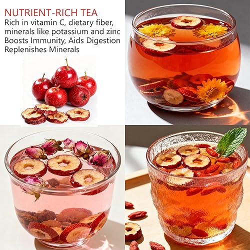 Miniatura 2 de DABC OAK LAND Hawthorn Slices Hollow Circle Seedless, 100% naturales secadas al sol Hawthorn Fruit Hawthorn Berries para té, té de hierbas naturales