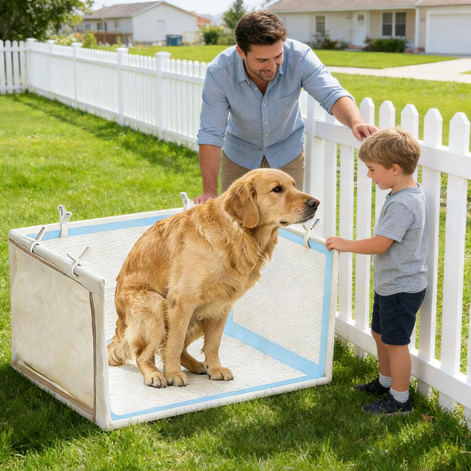 Bandeja Sanitaria para Perros Bandeja Impermeable Con Paredes Altas | Bandeja Plegable Antiderrames para Perros con 6 Sujeciones Para Alfombras De Entrenamiento En Hogar, Balcón O Viajes