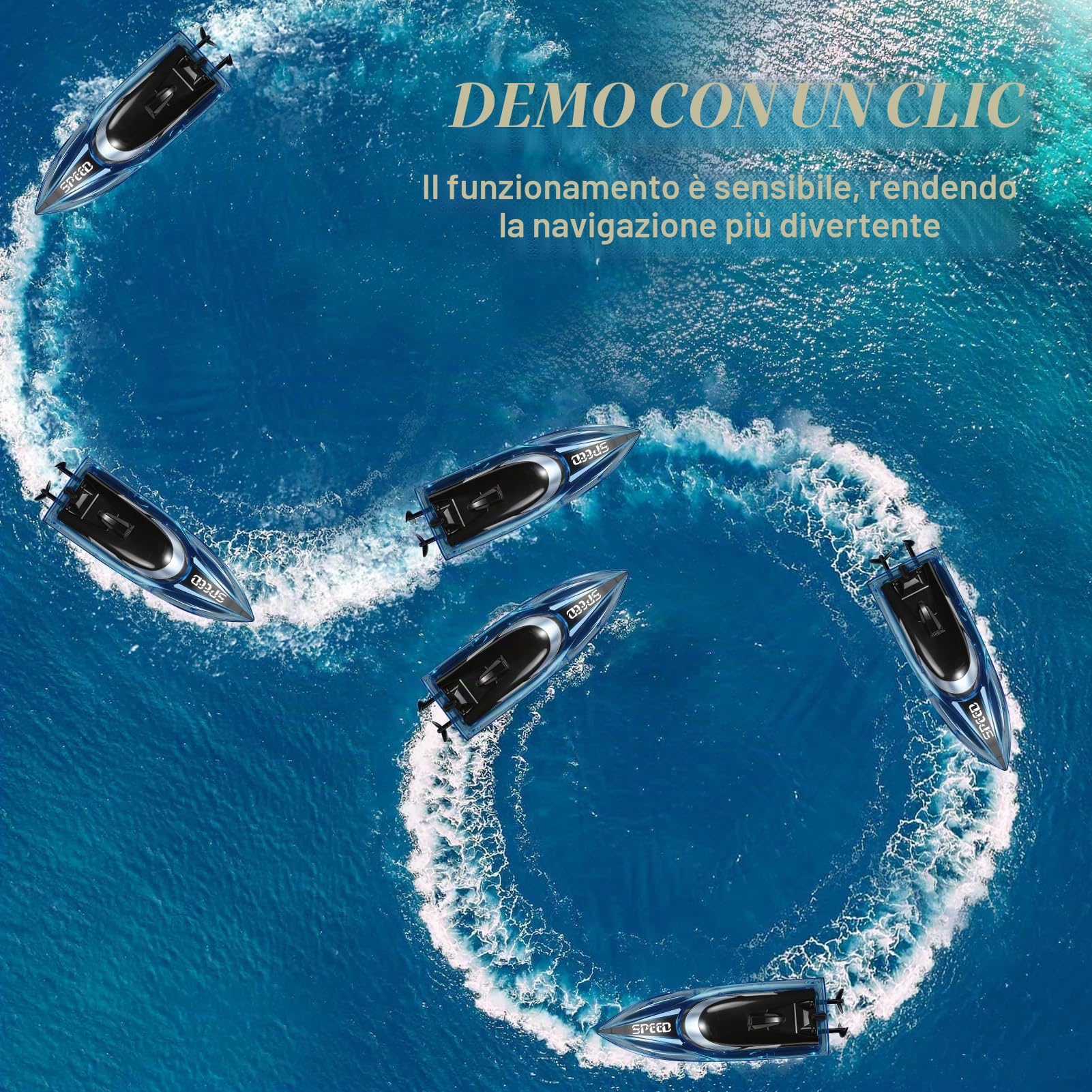 Barca Telecomandata con Luce LED, Barca RC con Batteria Ricaricabile da 1500 mAh Barca da Corsa RC per Adulti Bambini RC Boat Barchetta Alta Velocità con Doppia Elica Regalo per Piscine e Laghi