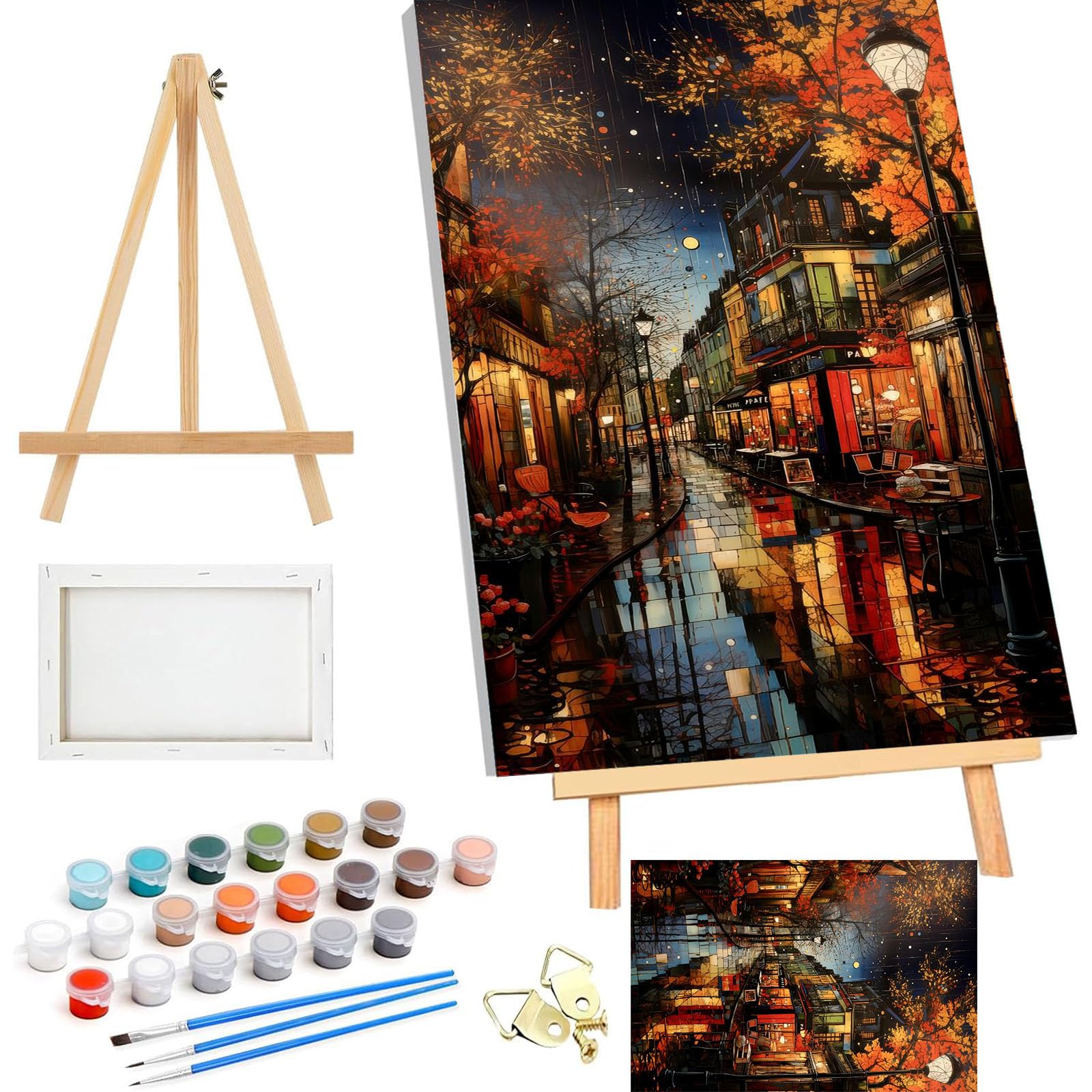 Wenfdrtr DIY Paint by Numbers for Adults with Frame Cafe, Painting by Numbers for Adults On Canvas, Cafe Paint by Numbers Acrylic Pigment Drawing Paintwork Wall Art 40x50cm