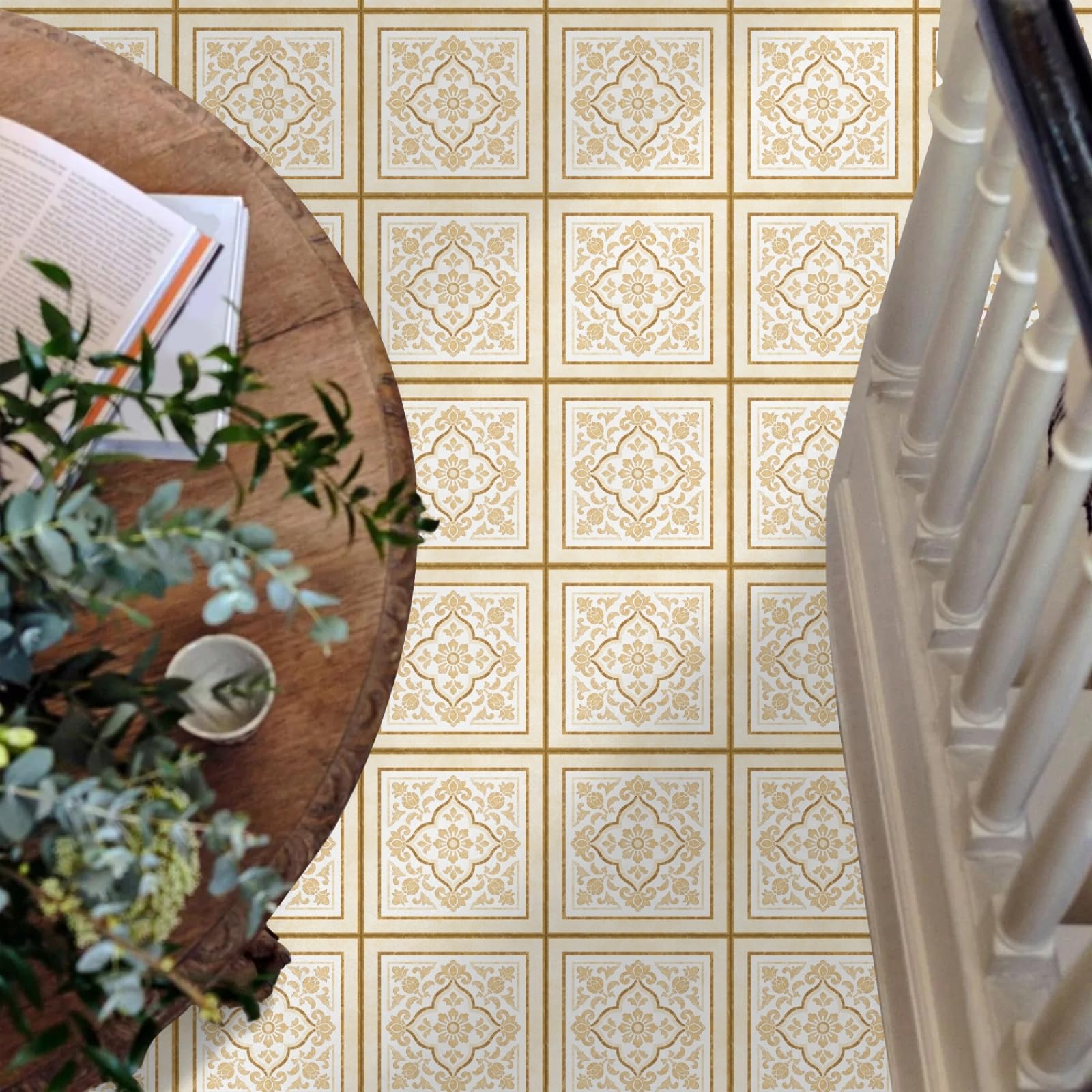 Naklejki na płytki eleganckie żółte kwiatowe naklejki na płytki kuchenne wodoodporne naklejki winylowe samoprzylepne łazienka backsplash dekoracyjne pokrowce 30 x 30 cm/10 szt