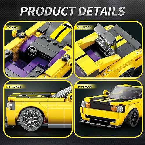 Miniatura 4 de ZYLEGEN Kit de construcción de autos súper deportivos, juguete de construcción de modelo Hypercar, kit de bloques de construcción de autos de