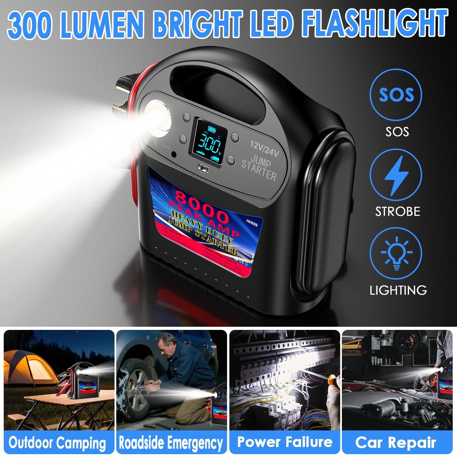Amazon.com: 8000A 12V/24V Jump Starter for Large Gas & Diesel