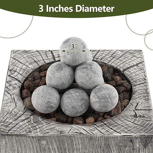 Miniatura 4 de Tangkula Juego de 15 bolas de fuego de fibra de cerámica, piedras de fuego redondas ligeras de 3 pulgadas para interiores y exteriores, fogata de
