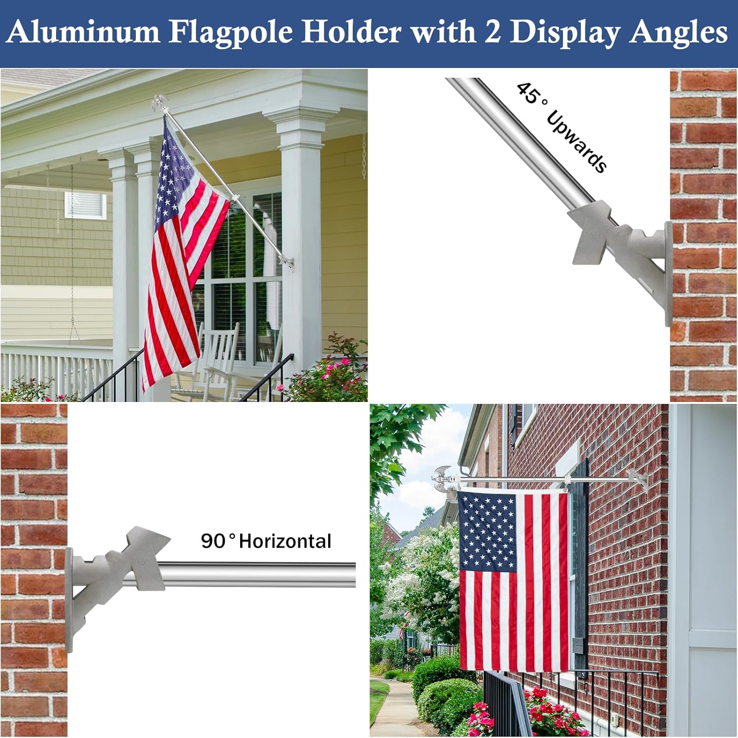 NQ 6 FT Flag Pole for Outside House with Eagle Topper, Stainless Steel Flag Pole Kit with Flag Pole Holder, House Flag Poles for 3x5 Flags Outdoor(Silver) - Image 5