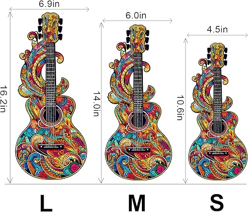Miniatura 6 de WOODBESTS Rompecabezas de madera para adultos, hermoso rompecabezas en forma de guitarra (M, 170 piezas, 11.2 x 4.8 pulgadas), hermosa caja de