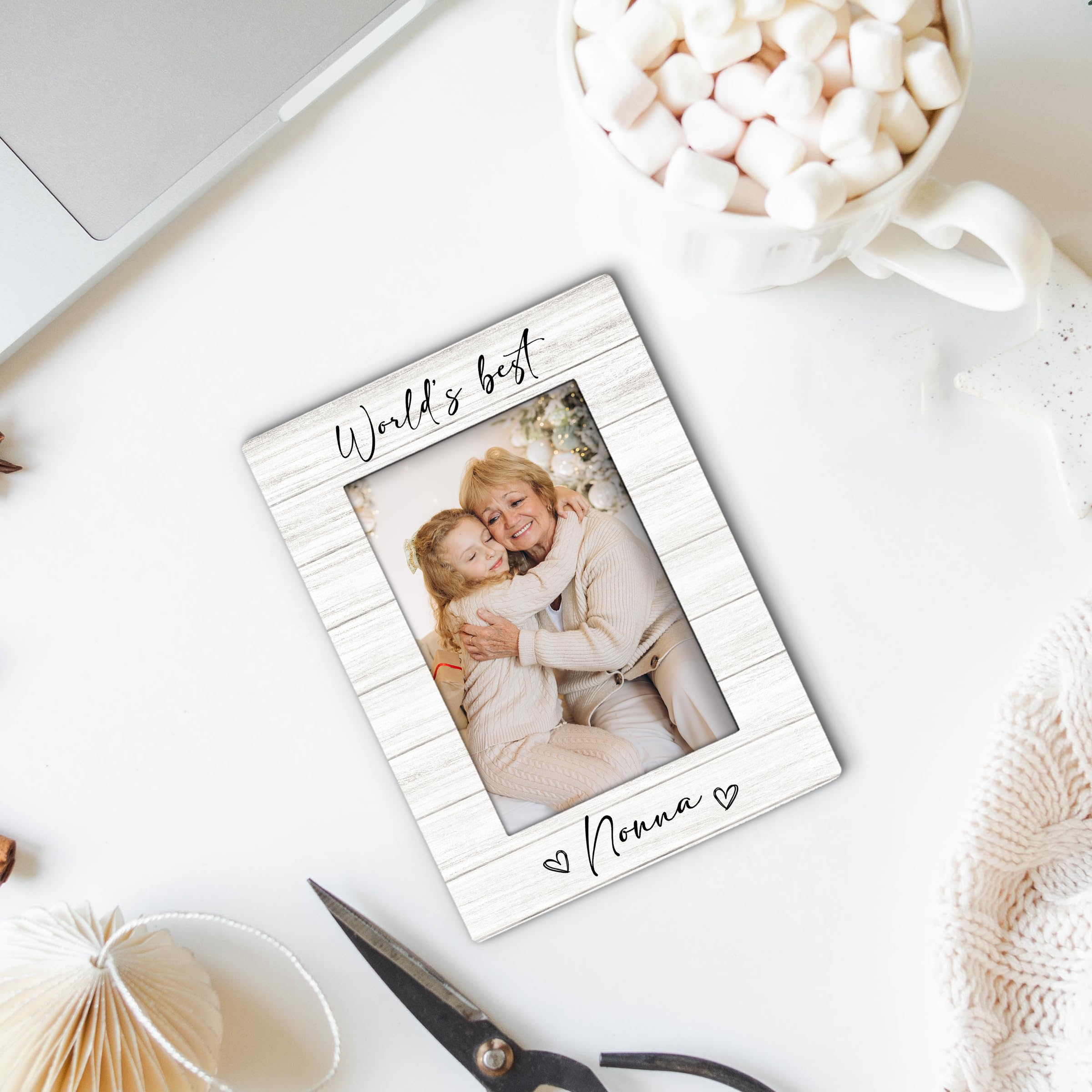 Nonna Grandma 4x6 Picture Frame, Mother's Day Gifts for Grandma Birthday Wooden Picture Frame, Best Grandmother Gifts, World's Best Nonna Decorative Photo Frames for Table Desk Decor