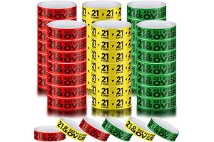 Teling 600 Pack Rainbow Over 21 Party Wristbands - Red Green Yellow Wristbands
