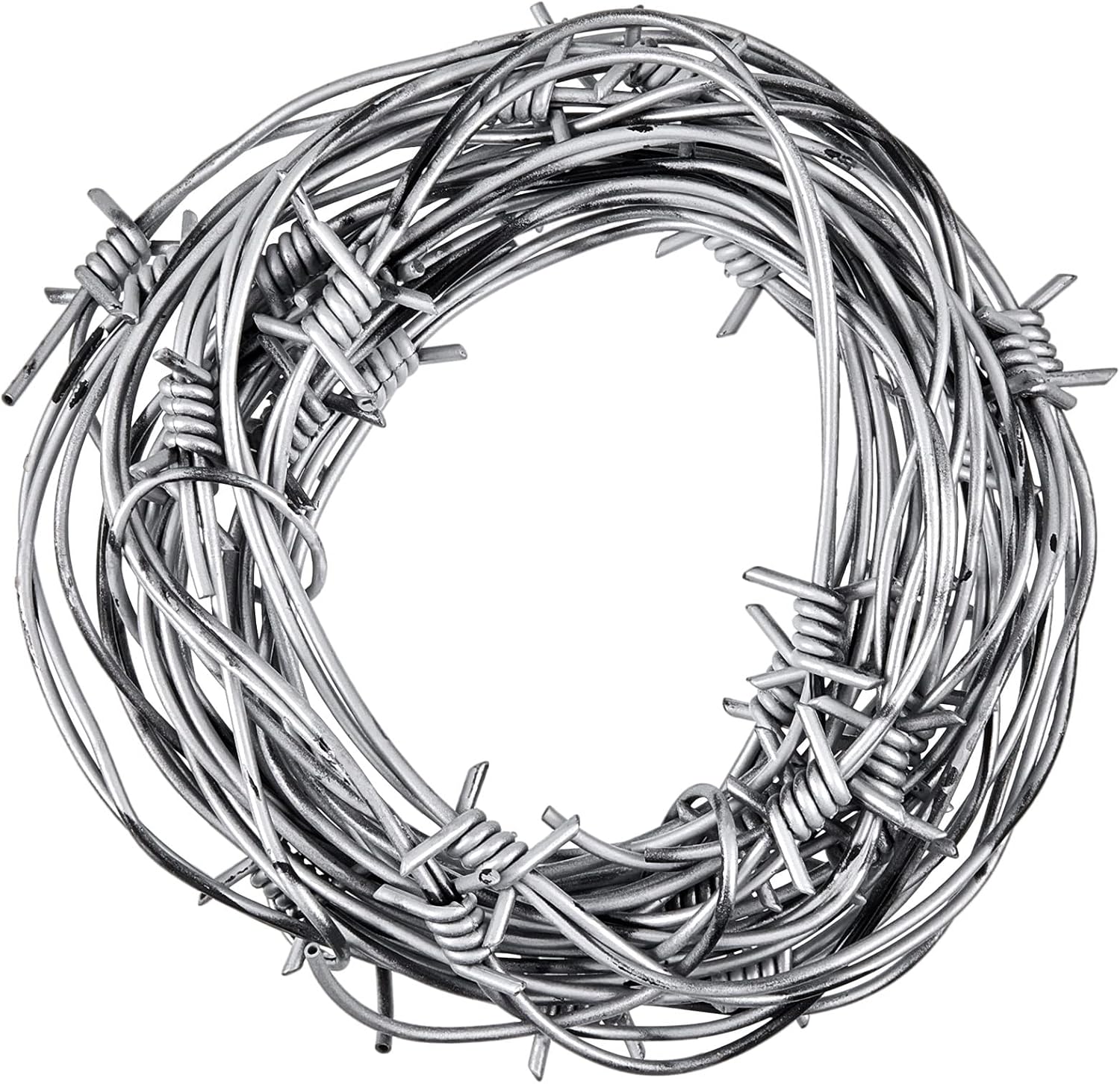 Taiyin 8 Pcs 65.6 Foot Fake Rusted Barbed Wire Prop Western Christmas Party Decoration Plastic Faux Barb Wire Ornaments for Cowboy Party (Sliver)