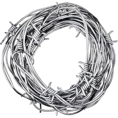 Taiyin 8 Pcs 65.6 Foot Fake Rusted Barbed Wire Prop Western Christmas Party Decoration Plastic Faux Barb Wire Ornaments for Cowboy Party (Sliver)