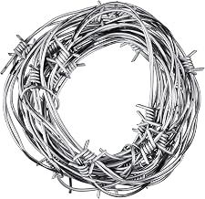 Taiyin 4 Pcs 32.8 Foot Fake Rusted Barbed Wire Prop Western Christmas Party Decoration Plastic Faux Barb Wire Ornaments for Cowboy Party (Silver)