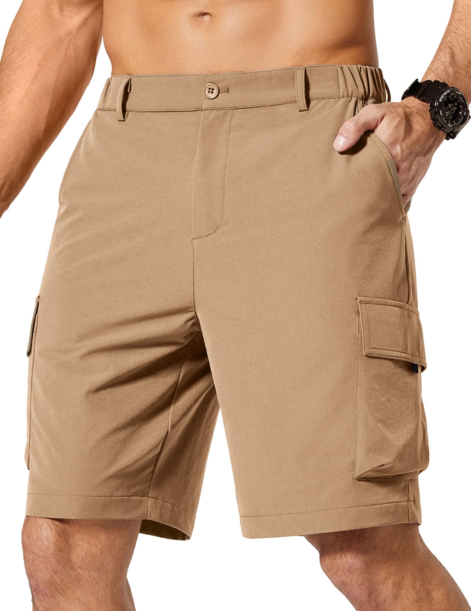COOFANDY Mens Casual Shorts 9" Lightweight Cargo Shorts for Golf Hiking Work Fishing with 5 Pockets