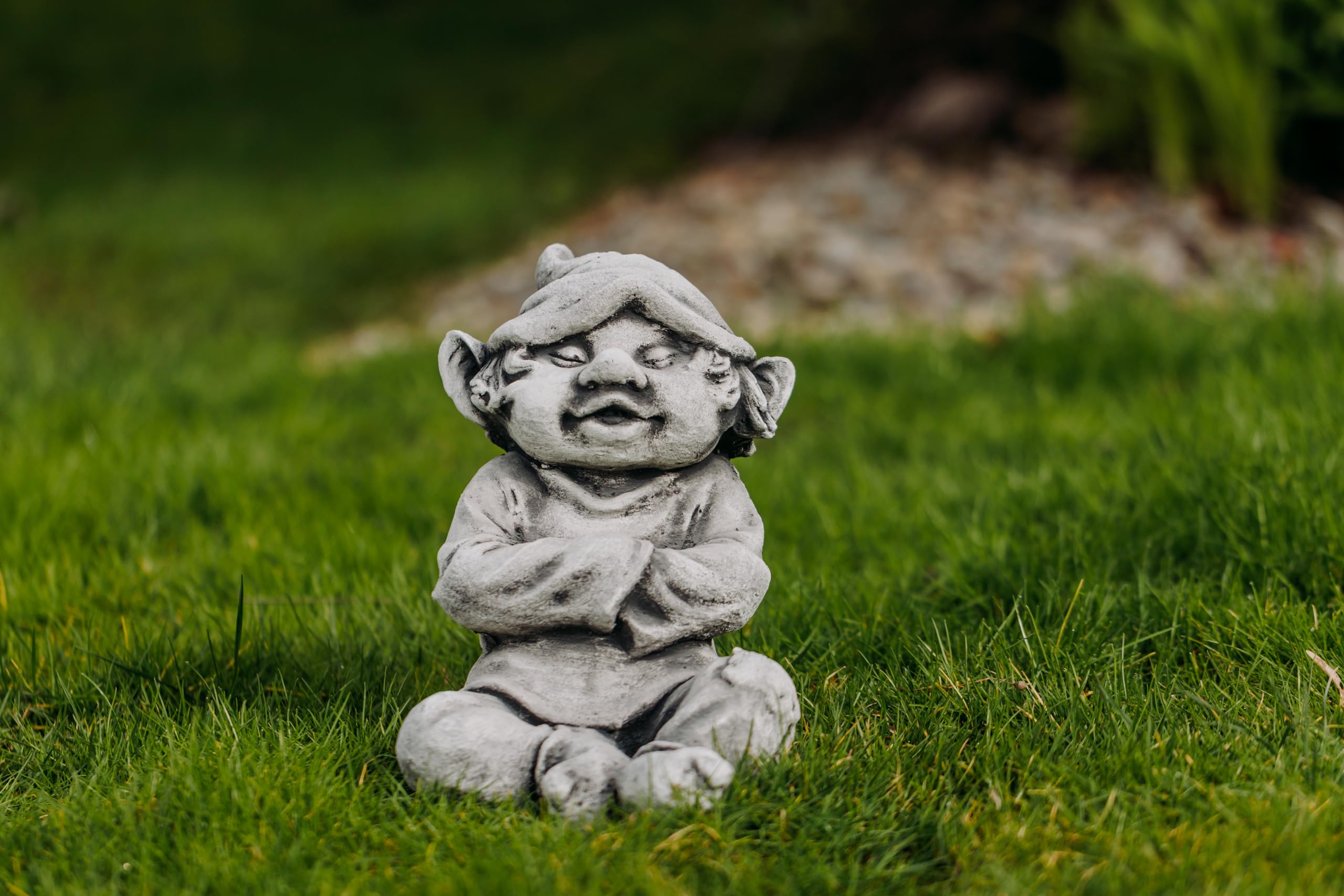 gartendekoparadies.de Figure de Pierre Massive GNOME Amusant « J’AI Froid »Troll Lutin en Pierre reconstituée, résistant au Gel