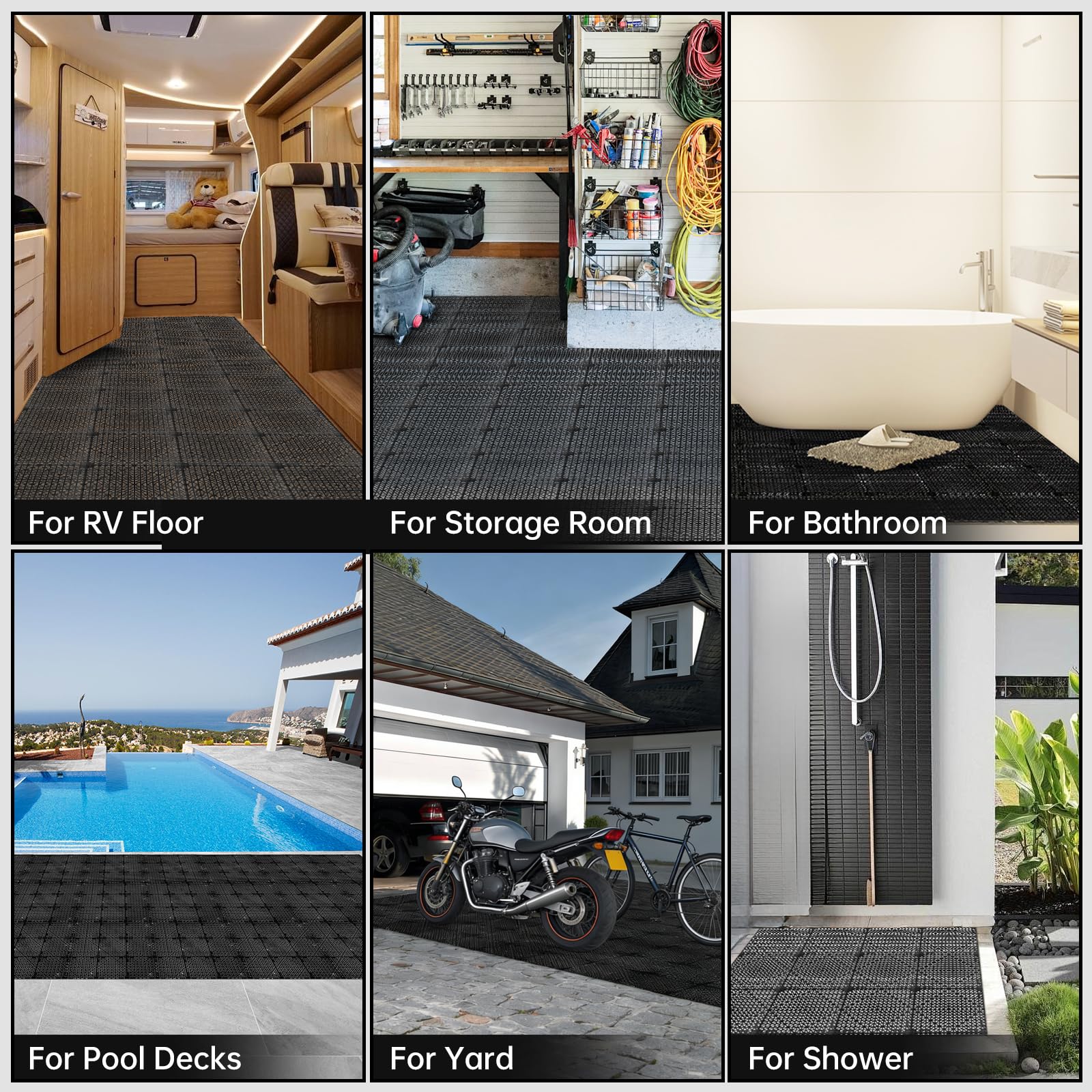 RITOLLO Drainage Floor Tiles - Non-Slip Outdoor Mats -7