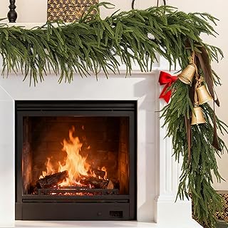 9 FT Real Touch Norfolk Pine Garland, Artificial Christmas Greenery Garl...