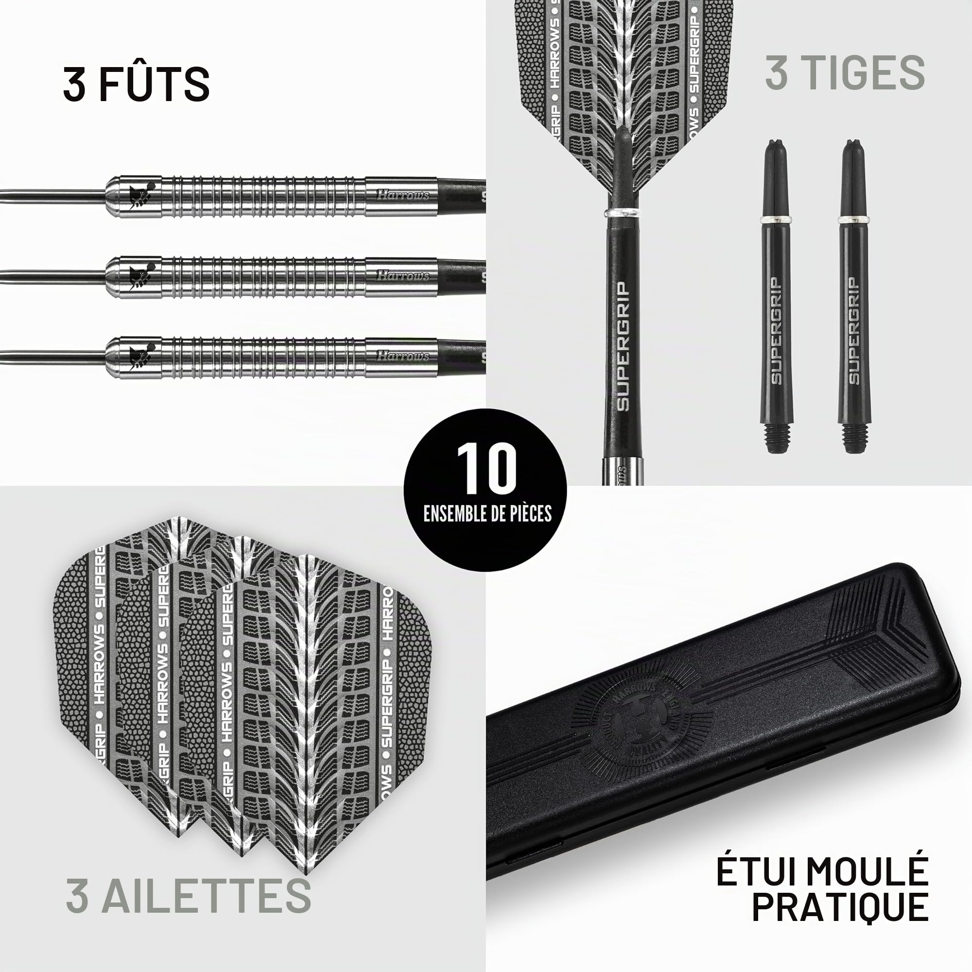 Harrows - Fléchettes en tungstène Super adhérence, argentées, Taille Unique