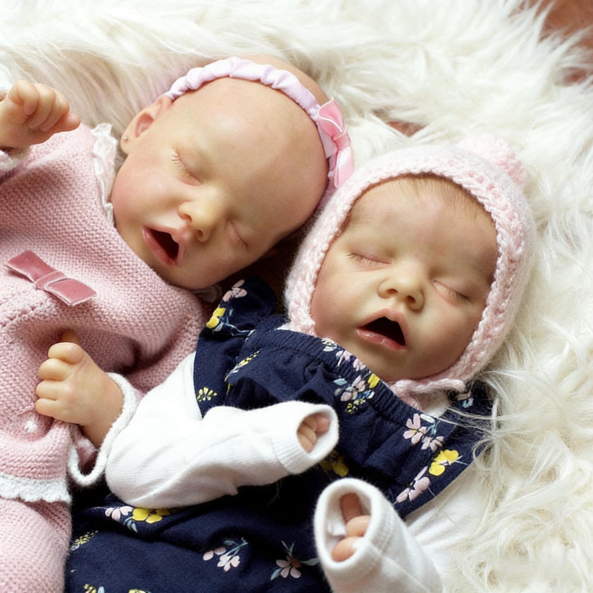 RXDOLL Reborn Baby Dolls silikonowe winylowe bliźniaczki dla dziewczynki, 45 cm, w pełni silikonowe, realistyczne, śpiące niemowlęta, realistyczne noworodki, bliźniaki, lalki, zabawka dla dzieci
