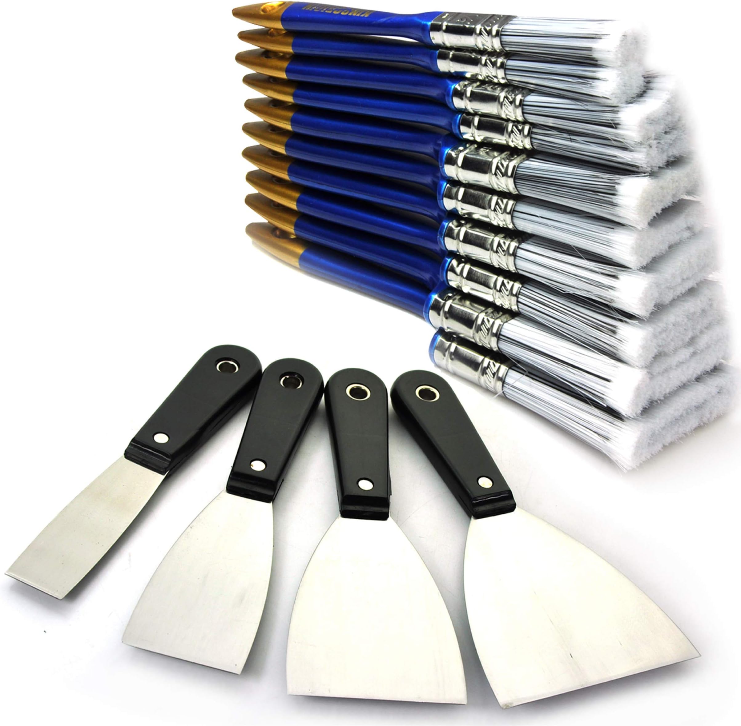 14Piece Premium Paint Brush and Painters Scraper,Paint Brushes,Paint Brush Set, Piece Putty Knife,Taping Knives,Paint Scraper,Home Repair Tools,Tools,Hand Tools,Tool Set,Tool kit,Shipping by FBA