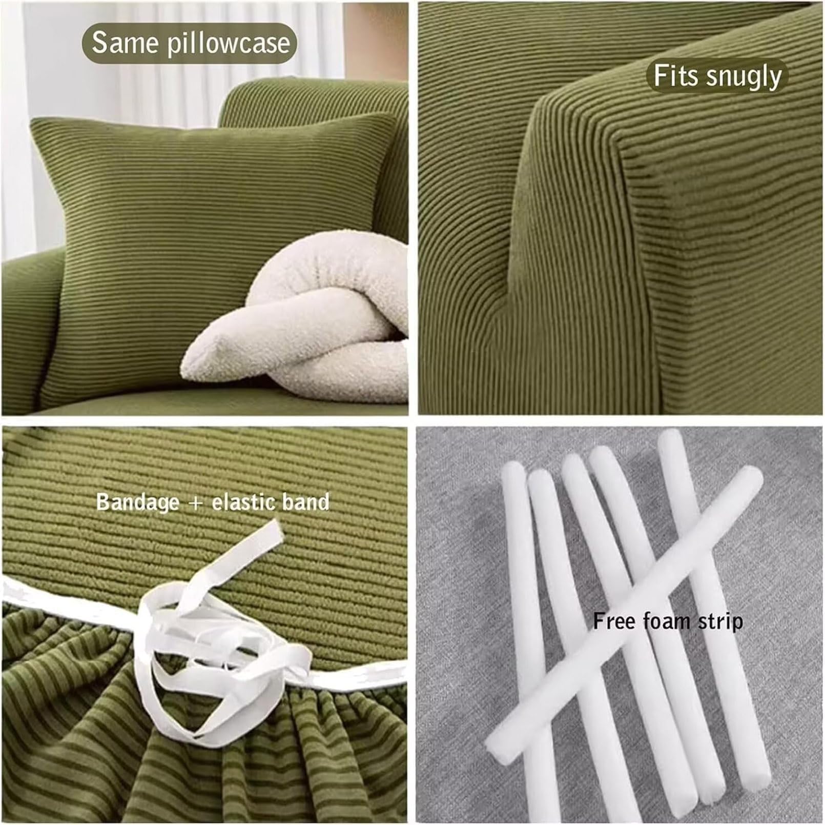 Housse de Canapé Extensible Velours Côtelé, Protection Antidérapante Lavable pour Salon, Adaptée aux Canapés 1-4 Places