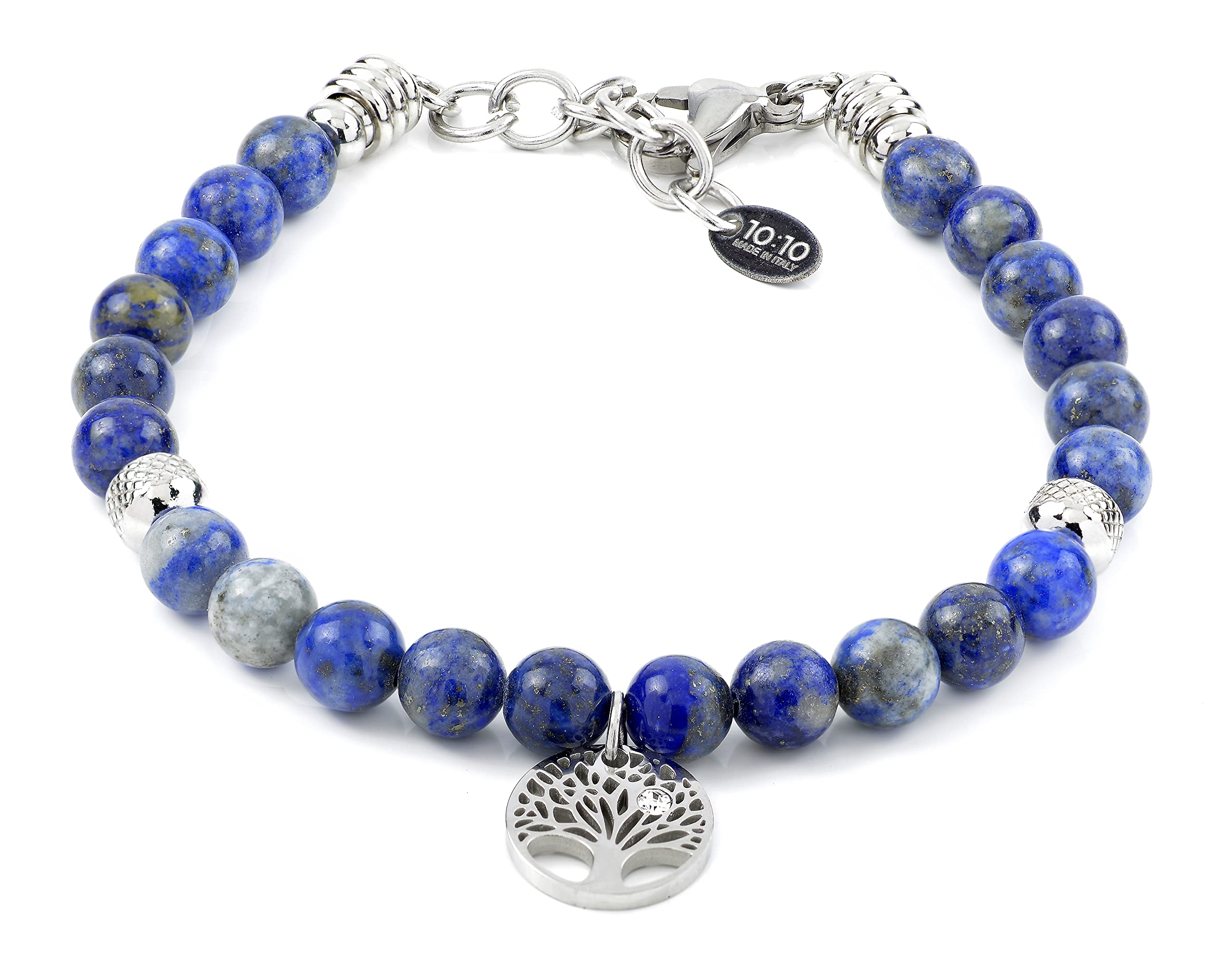10:10 Set von 3 Edelstahl Armbänder und natürliche harte Steine, Herren Damen Armbänder bunte Perlen verstellbare Armbänder sehr langlebig Made In Italy…, Edelstahl Stein